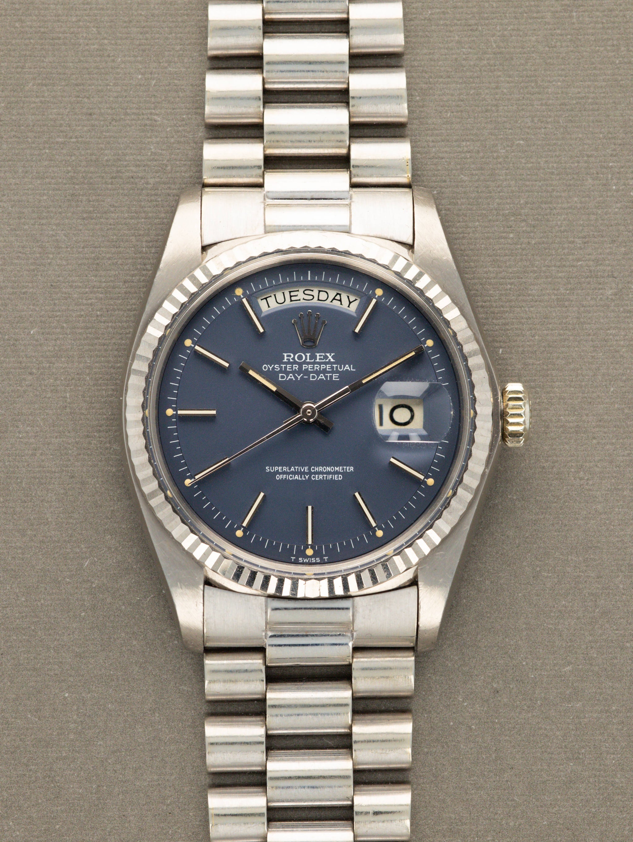 Vintage Rolex Day Date Blue Dial Rolex Day-Date 1803 Satin Blue Dial  Unpolished