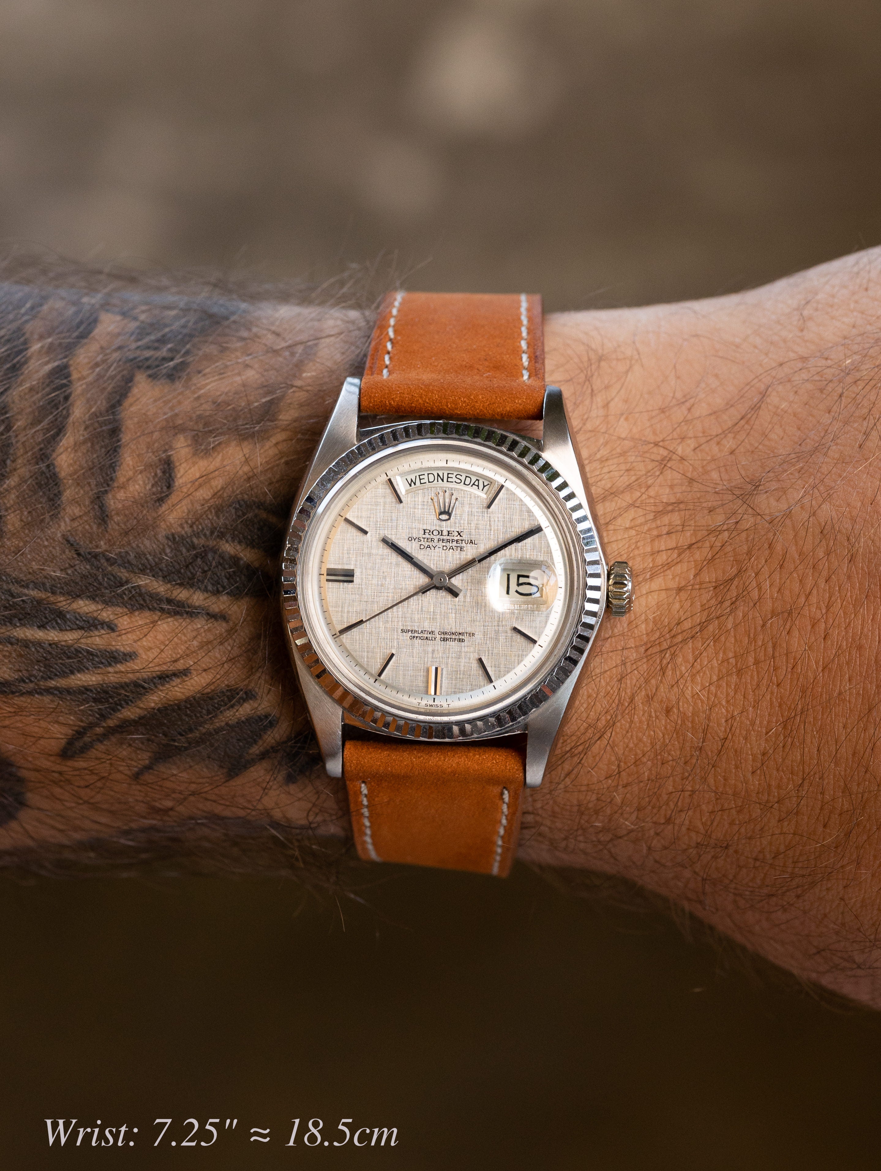 Rolex Day-Date Ref. 1803 - Silver 'Linen' Dial W/ 'Onyx' Inserts