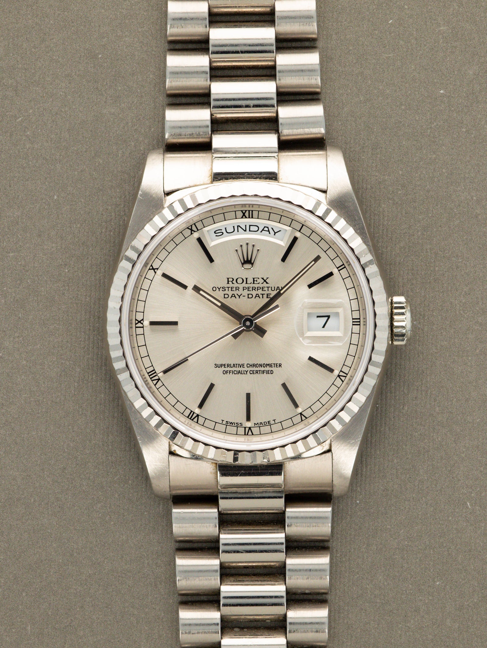 Rolex Day-Date Ref. 18239 - 'Double Quickset' Sunburst Silver Dial