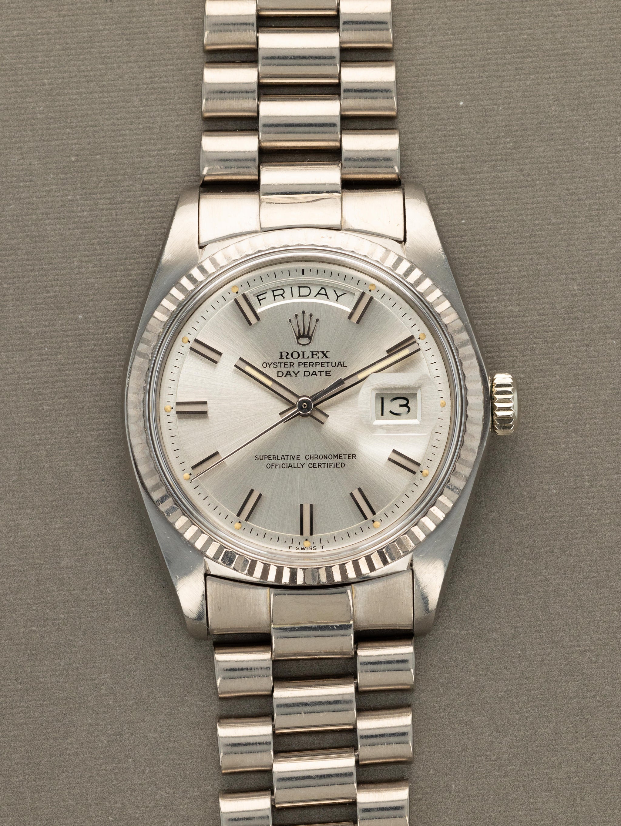 Rolex Day-Date 1803/9 Sunburst Silver 'Wideboy' Dial Unpolished