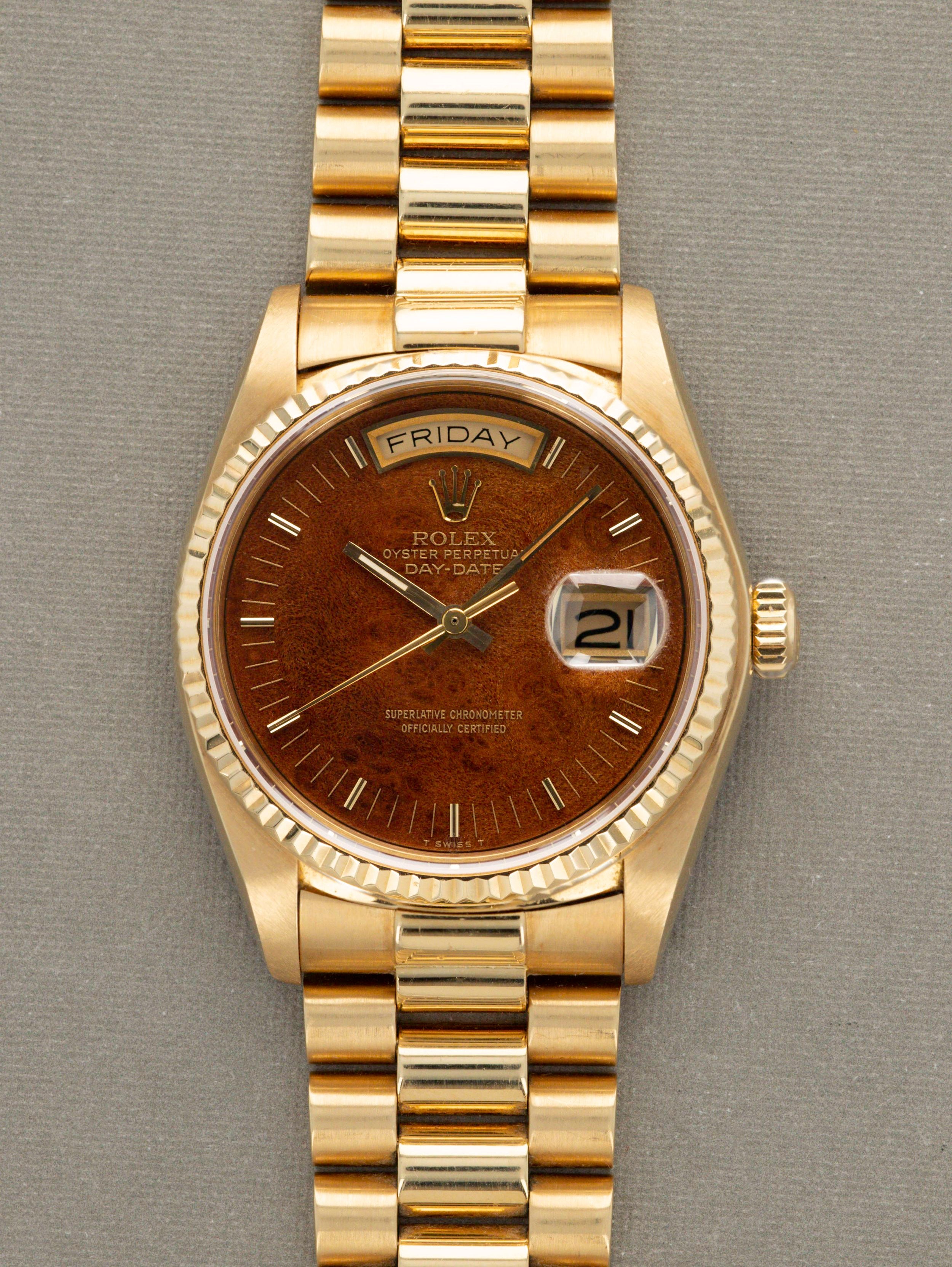 Rolex Day-Date Ref. 18038 - Wood Dial with RSC card