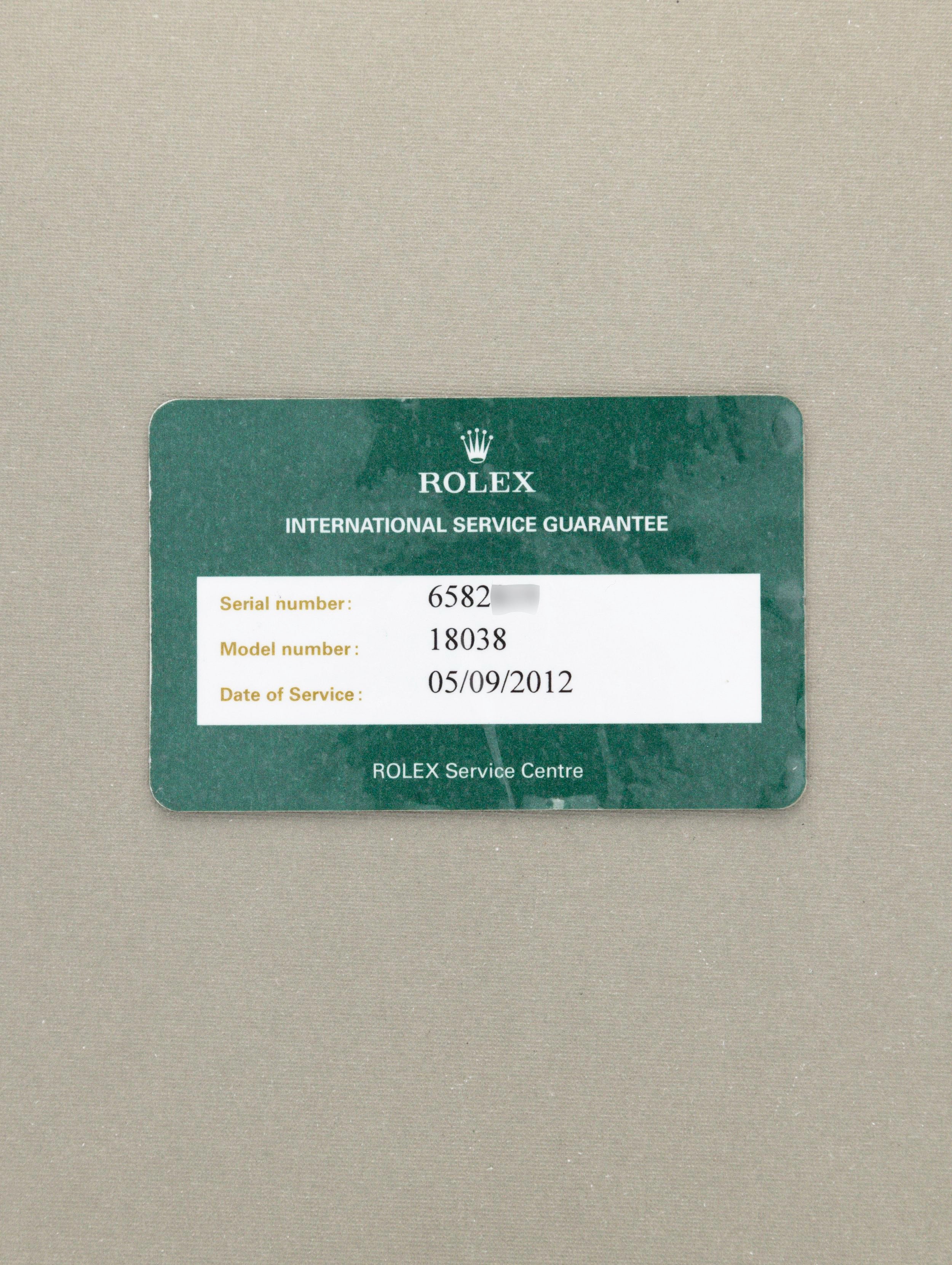 Rolex Day-Date Ref. 18038 - Wood Dial with RSC card