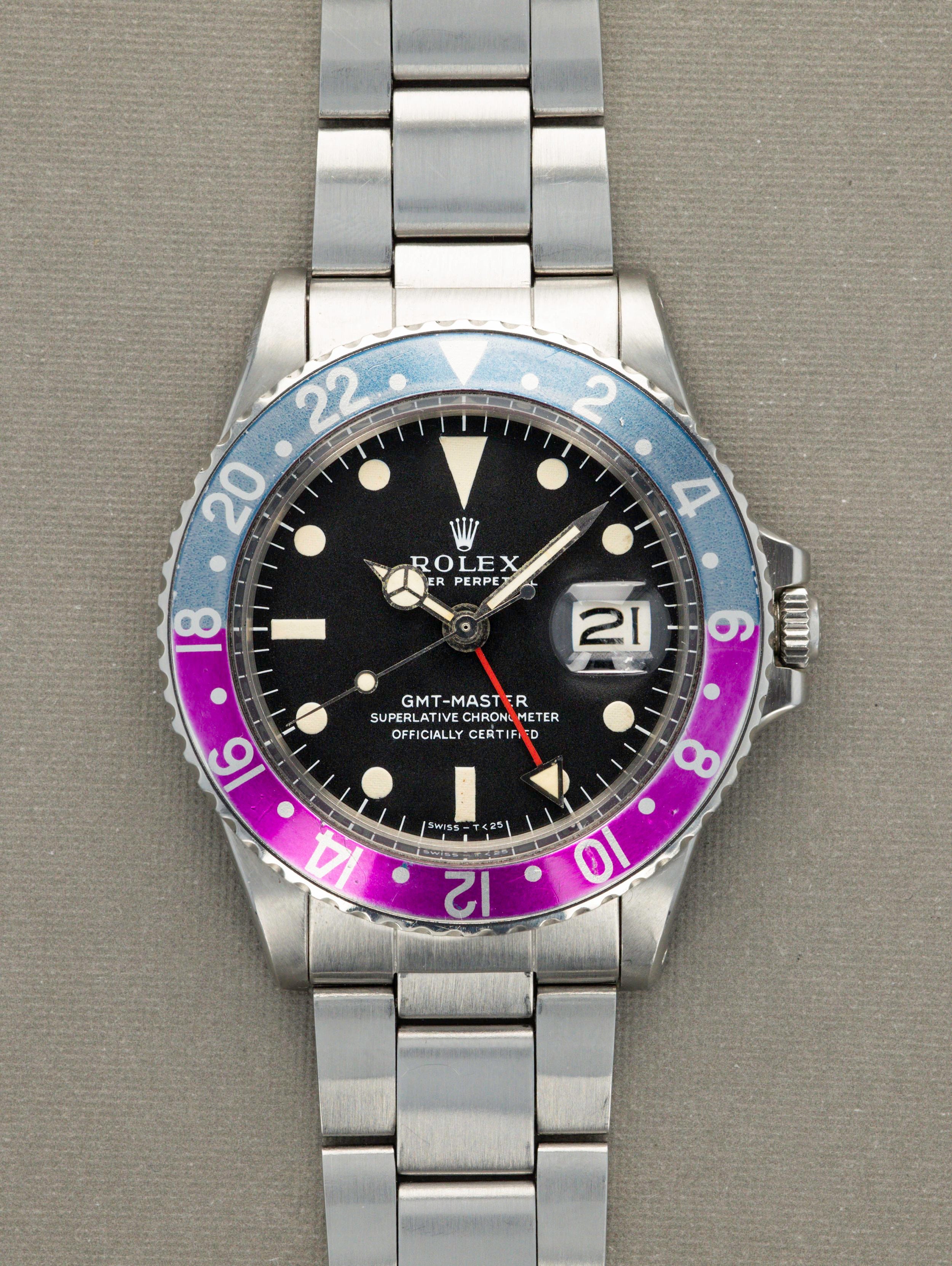 Rolex GMT-Master Ref. 1675 - Fuschia Bezel, Mark 1 Dial
