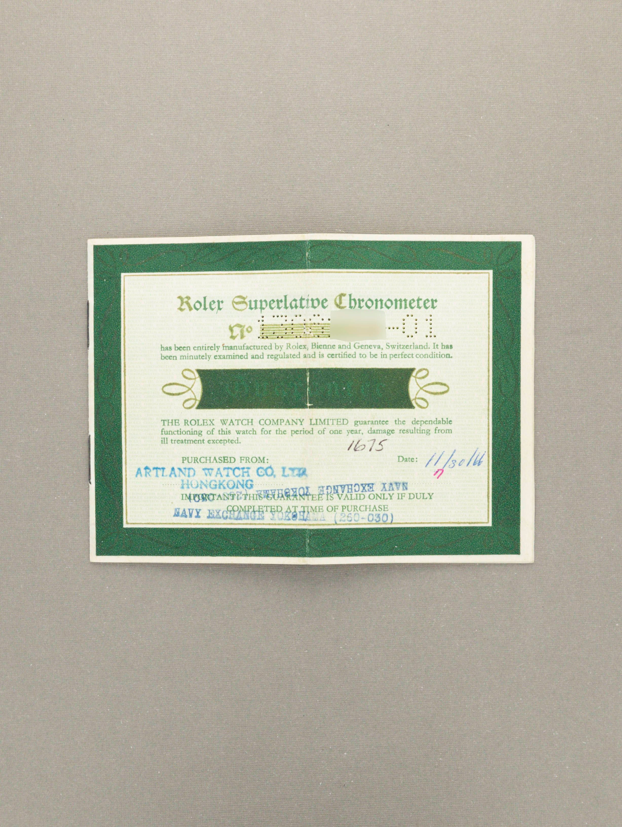 Rolex GMT-Master Ref. 1675 - 'Pepsi' Gilt Dial Box & Papers
