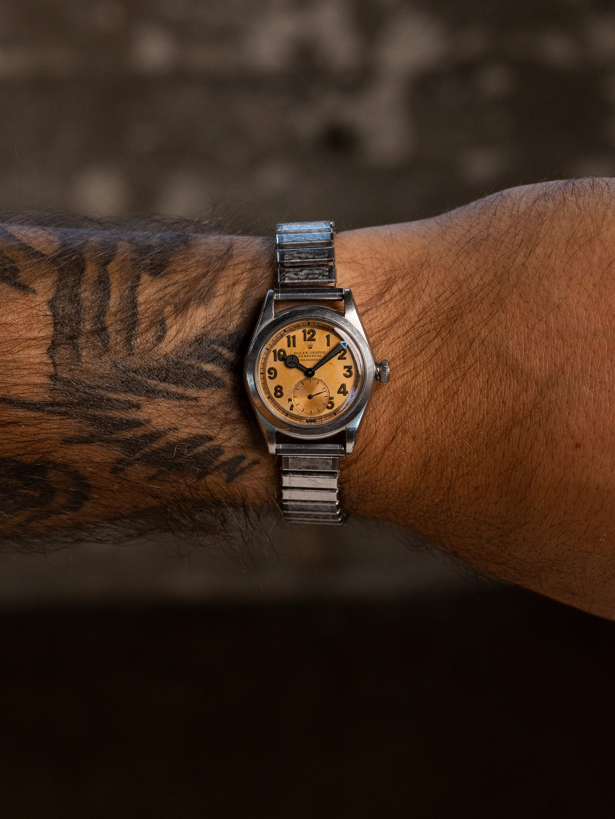 Rolex Oyster Perpetual 'Mid Size' Ref. 3767 - Silver 'Tangerine' Patina Dial