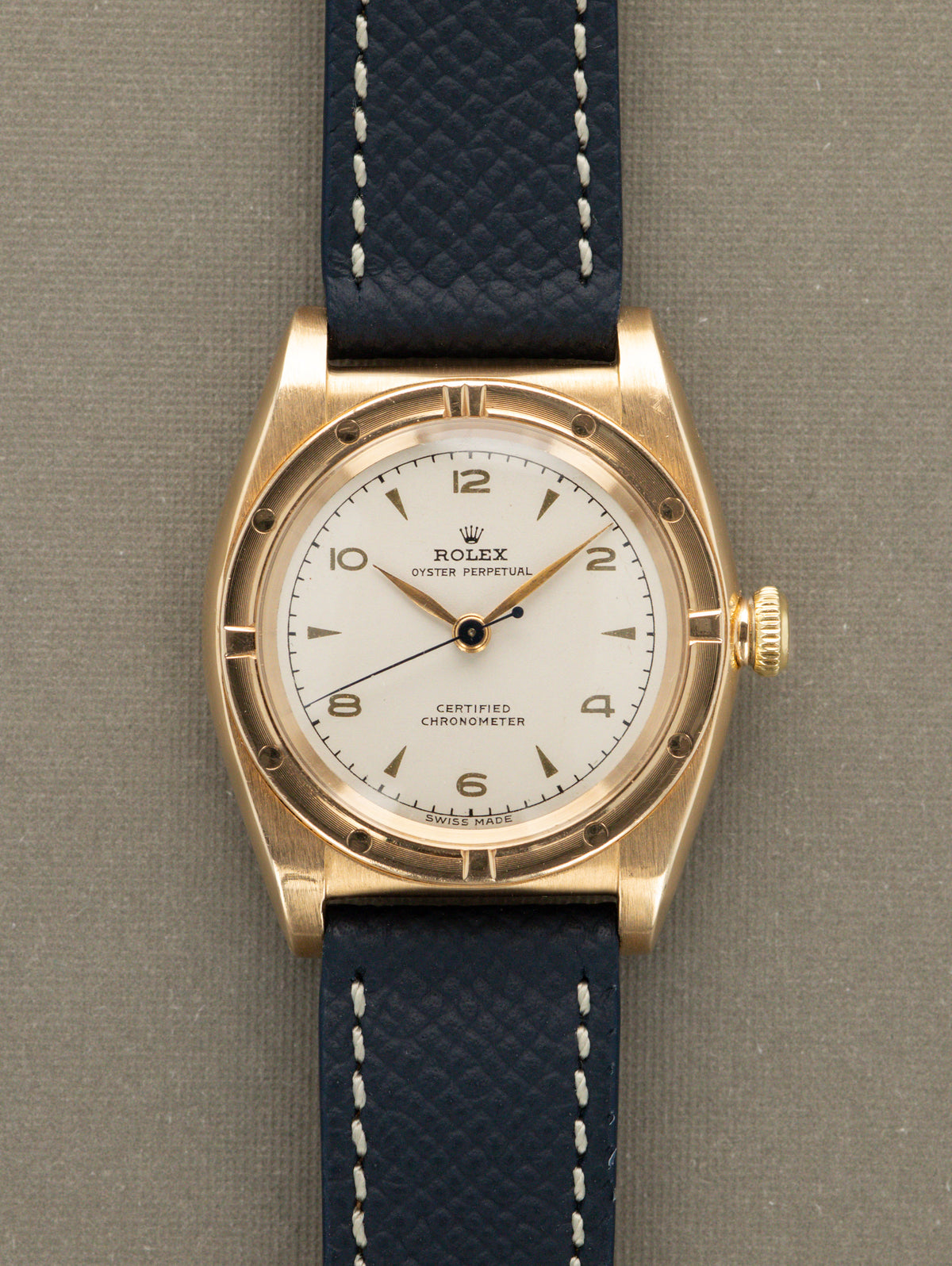 Rolex Oyster Perpetual Ref. 3372 - 'Bubbleback' Satin Silver Dial w/ Boxes