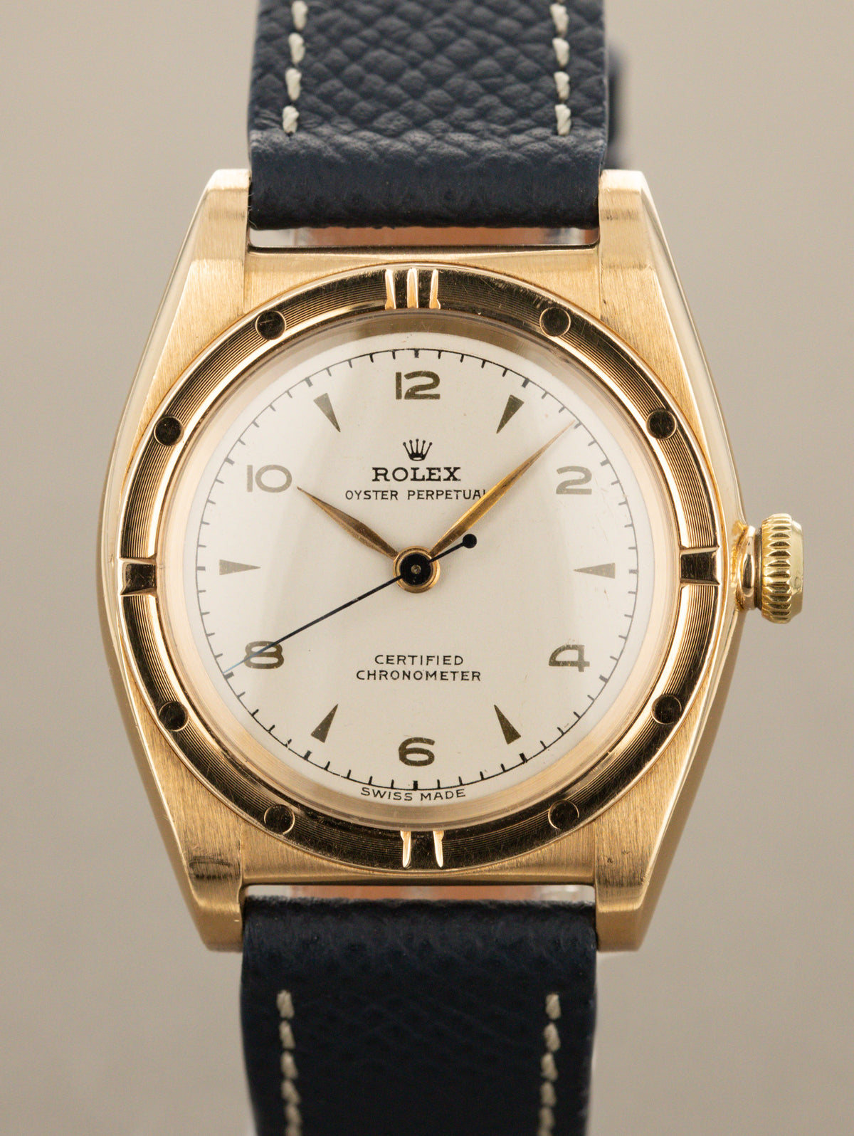 Rolex Oyster Perpetual Ref. 3372 - 'Bubbleback' Satin Silver Dial w/ Boxes