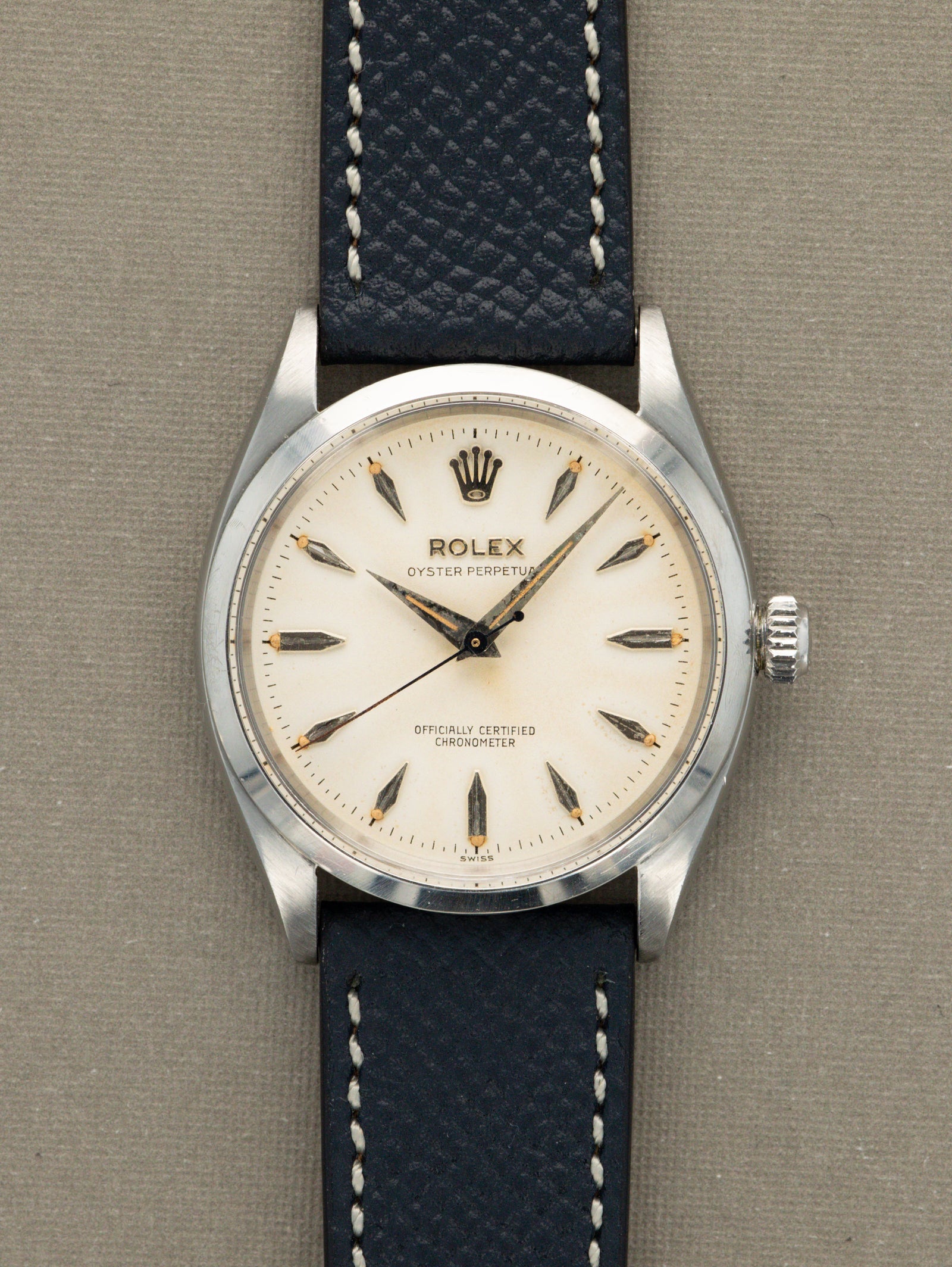 Rolex Oyster Perpetual Ref. 6564 - 'Satin' White Patina Dial