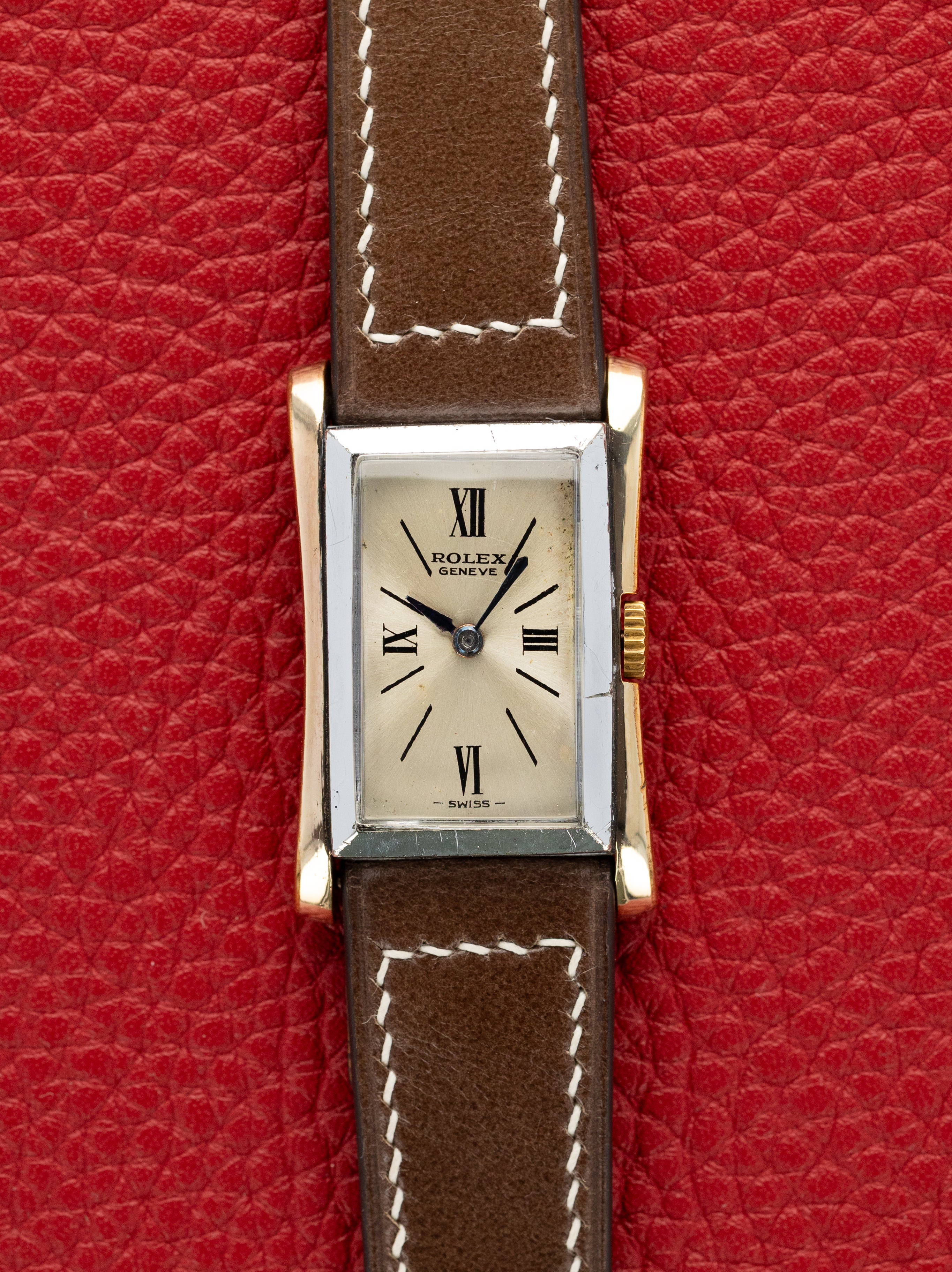 Rolex Two-Tone Rectangular Dress Watch Ref. 1378 - Sunburst Silver Dial