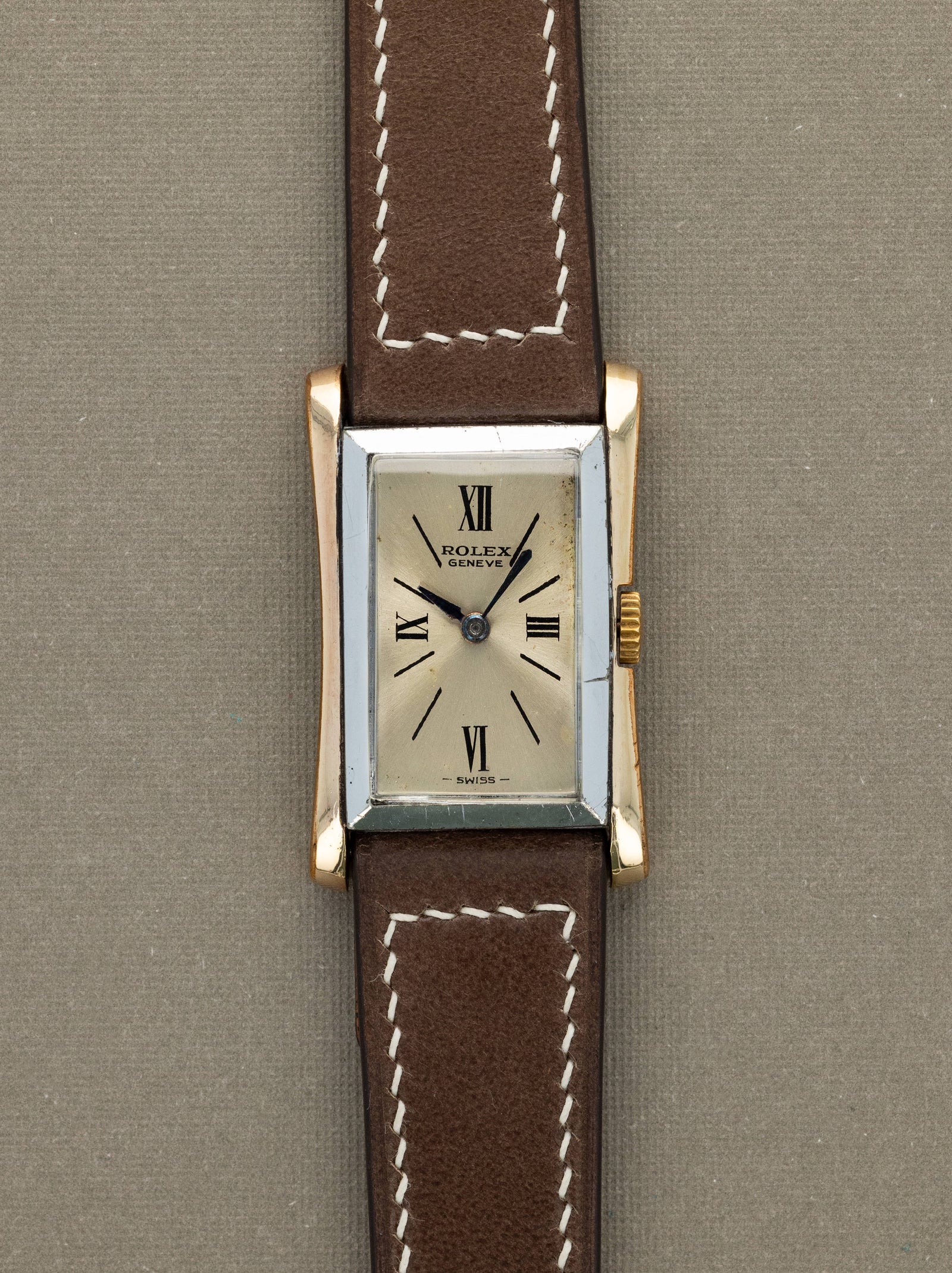 Rolex Two-Tone Rectangular Dress Watch Ref. 1378 - Sunburst Silver Dial