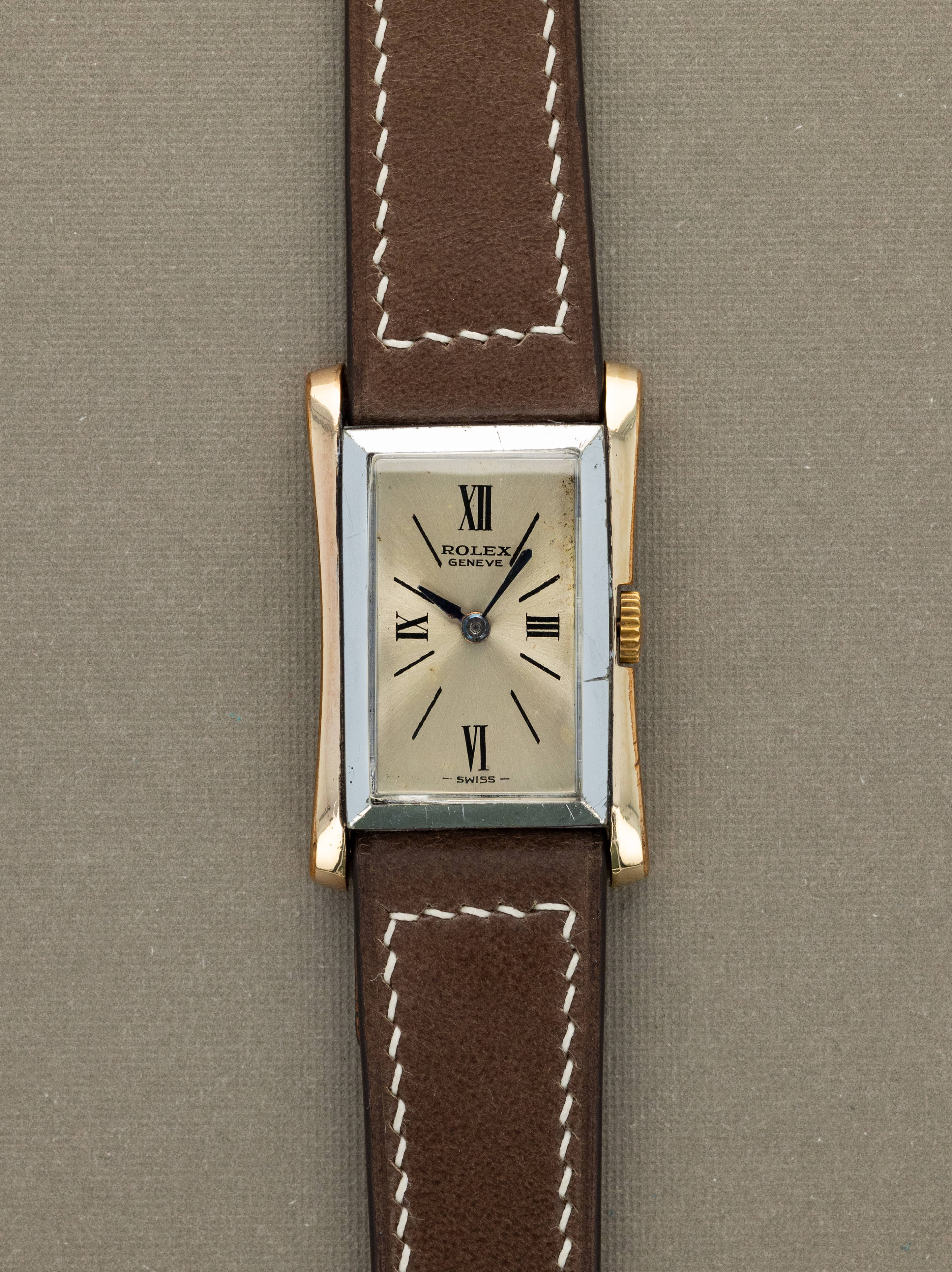 Rolex Two-Tone Rectangular Dress Watch Ref. 1378 - Sunburst Silver Dial