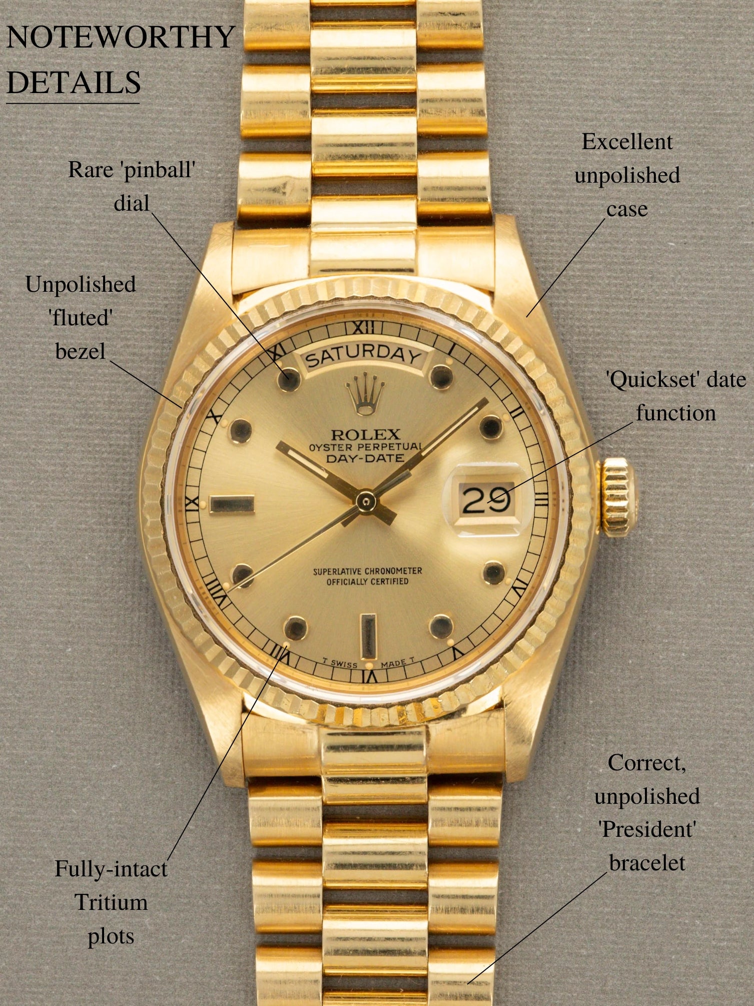 Rolex Day-Date Ref. 18038 - 'Pinball' Dial Unpolished