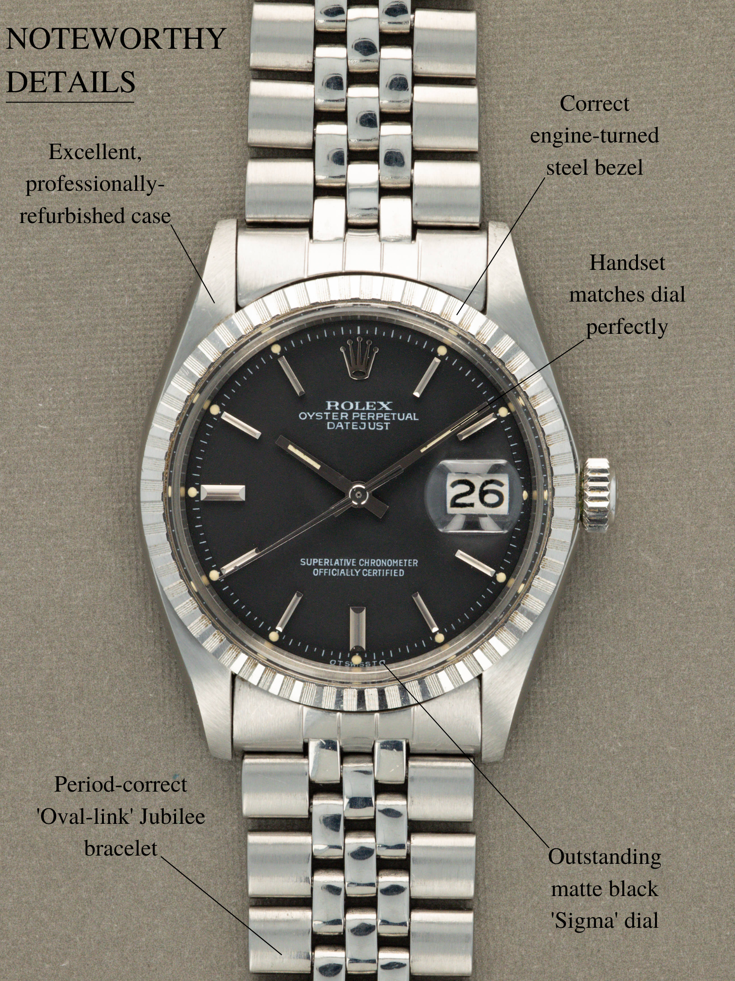 Rolex Datejust Ref. 1603 - Matte Black 'Sigma' Dial
