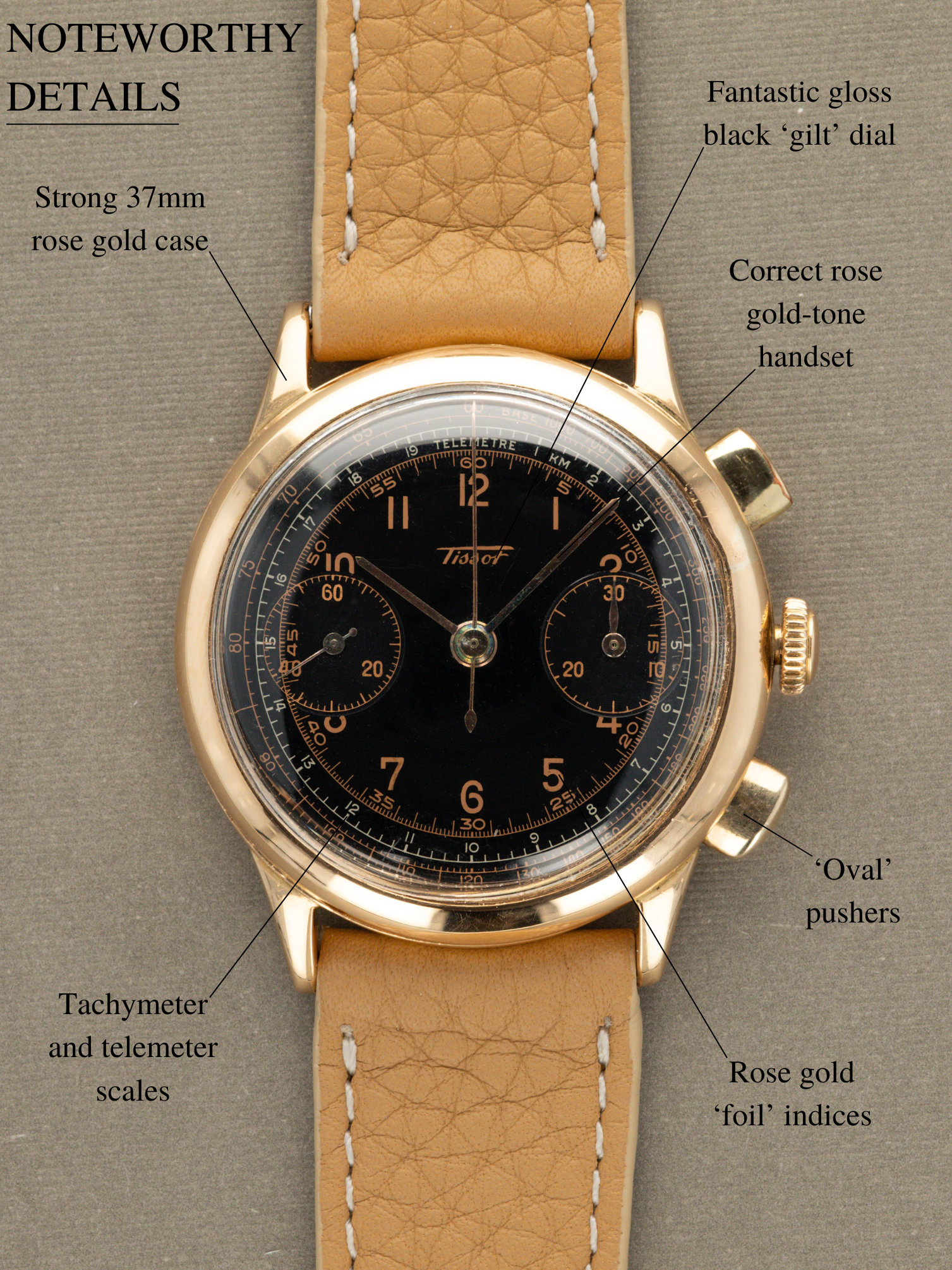 Tissot 15TL Rose Gold Chronograph - Black 'Gilt' Multi-Scale' Dial