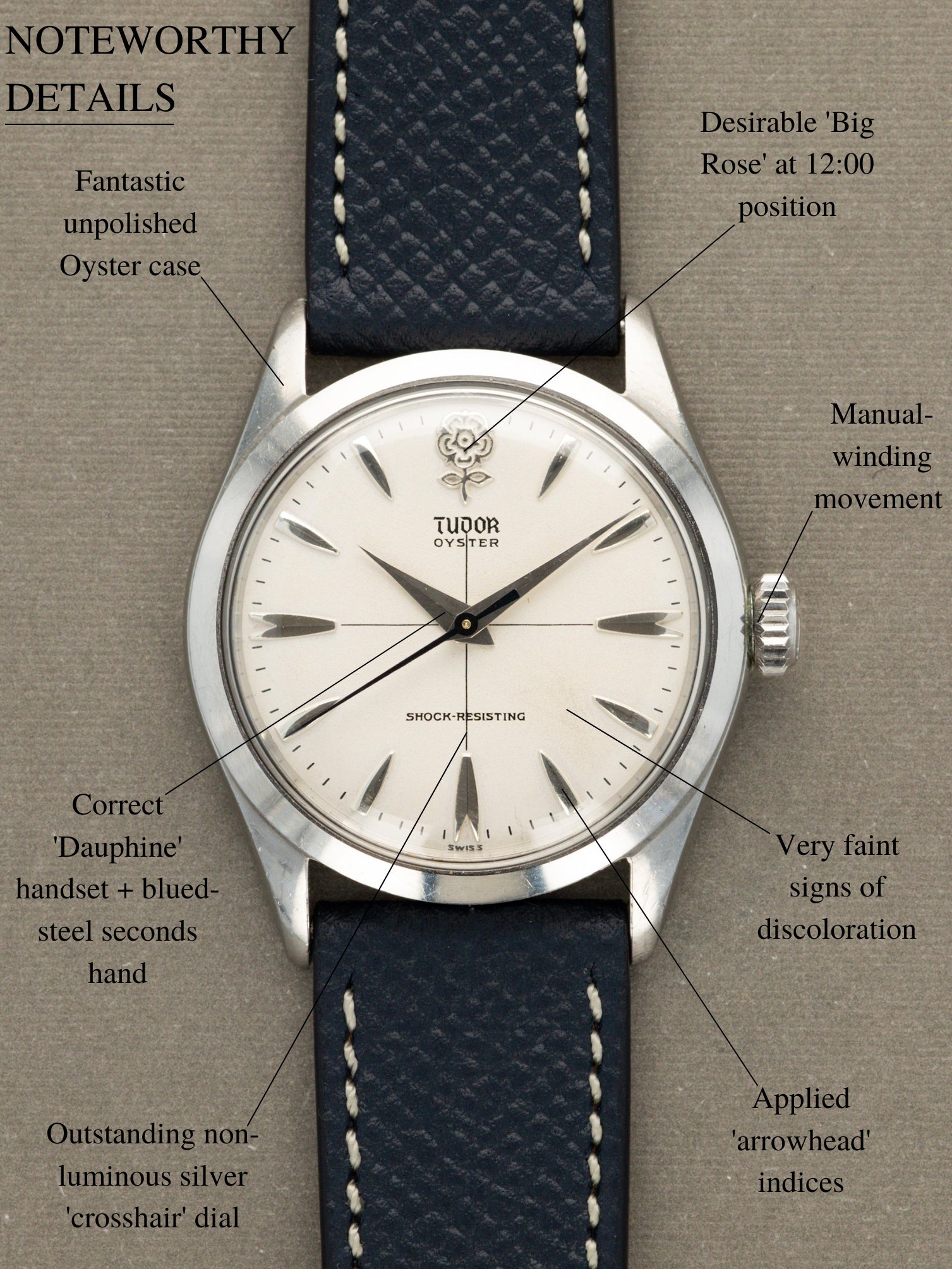 Tudor Oyster Ref. 7934 - Non-Luminous 'Big Rose Crosshair' Dial
