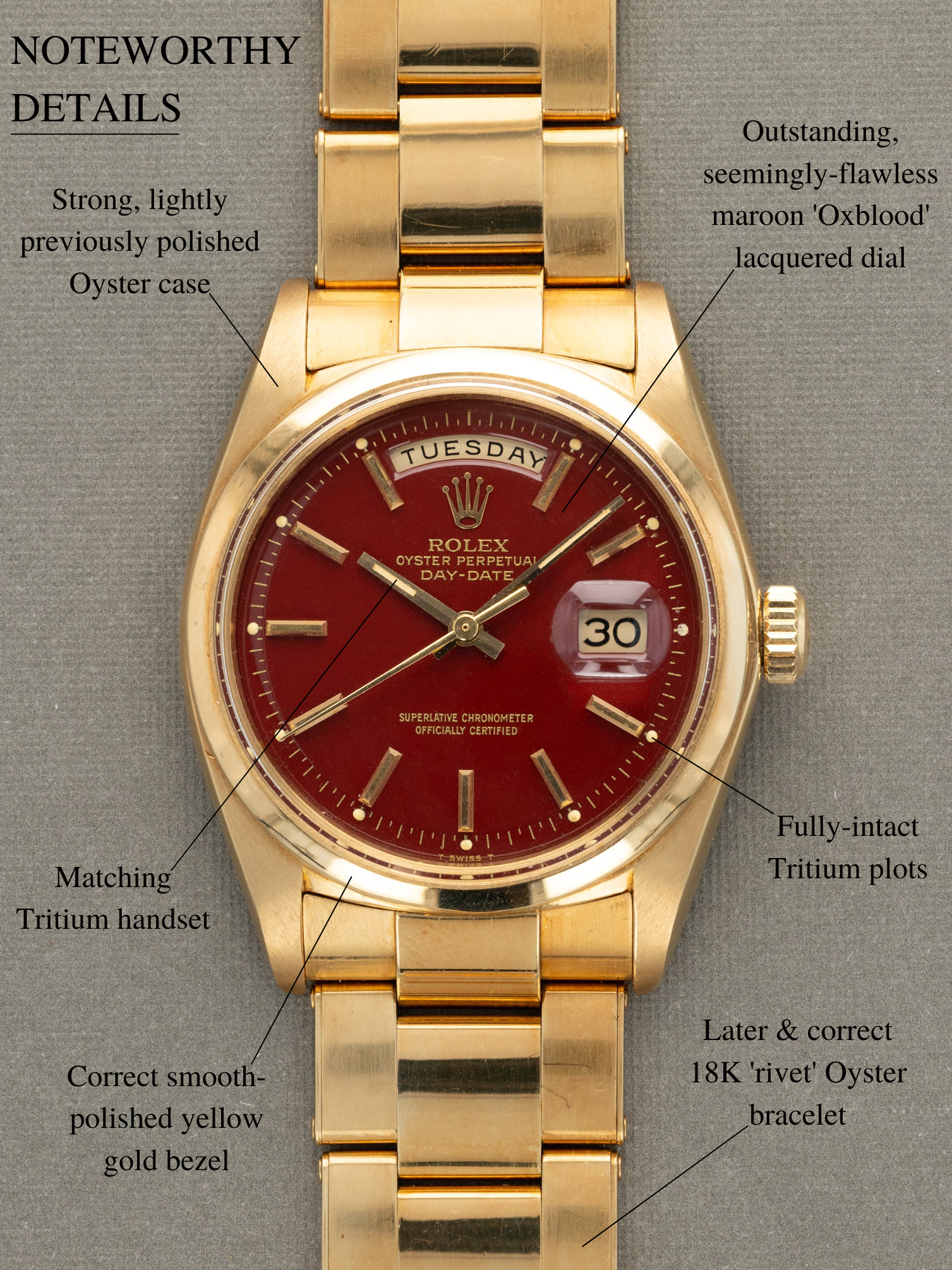 Rolex Day-Date Ref. 1802 - Oxblood 'Stella' Dial