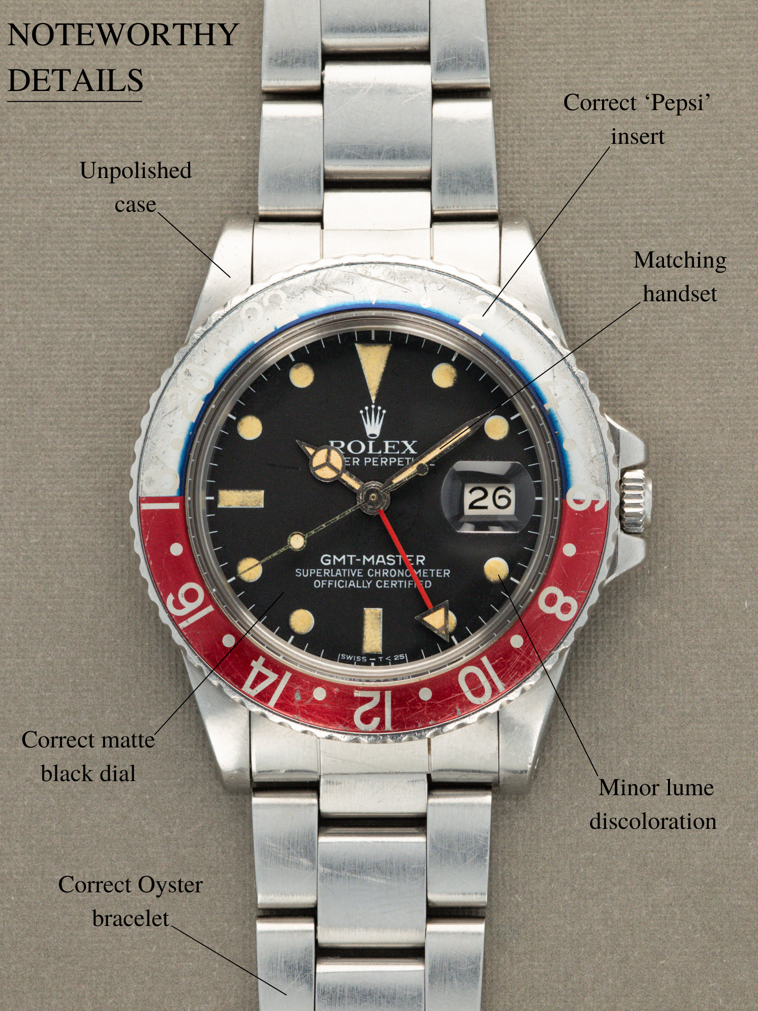 Rolex GMT-Master Ref. 16750 'Pepsi' - Transitional Matte Dial Unpolished