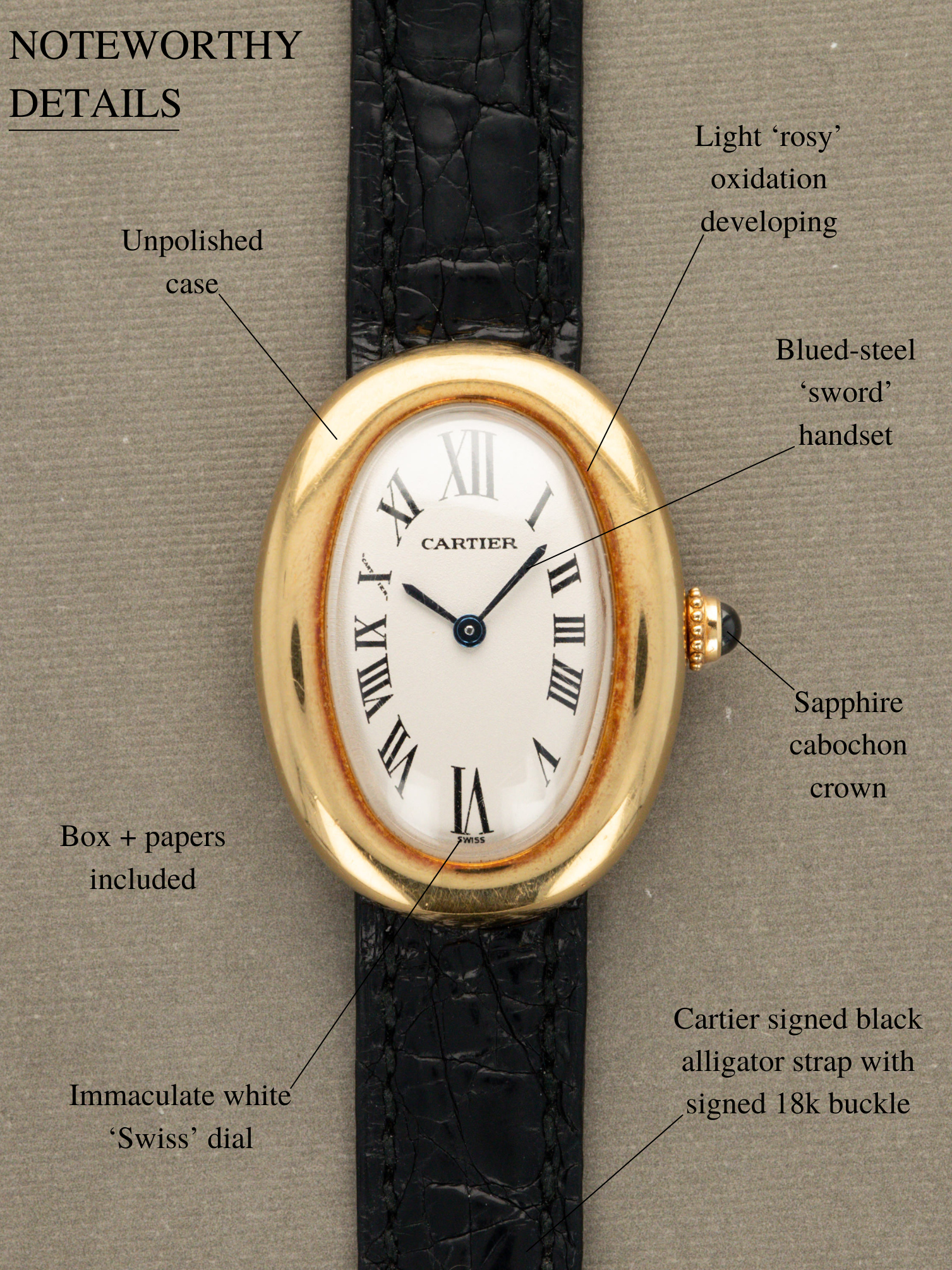 Cartier Baignoire - Circa 1990s w/ Box & Papers