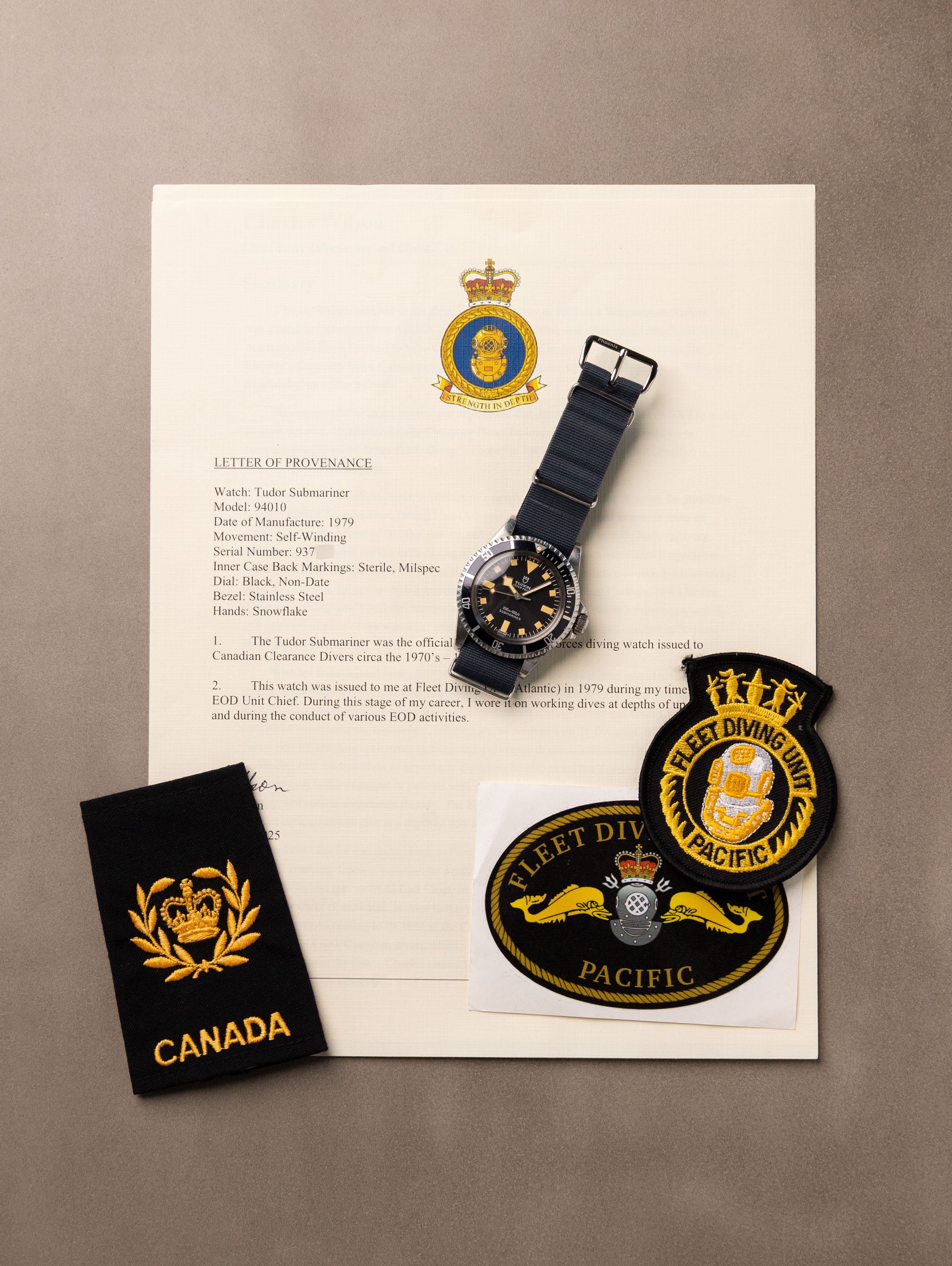 Tudor Submariner Ref. 94010 'Snowflake' - 'RCN' Military Issued Unpolished w/ Letter of Provenance