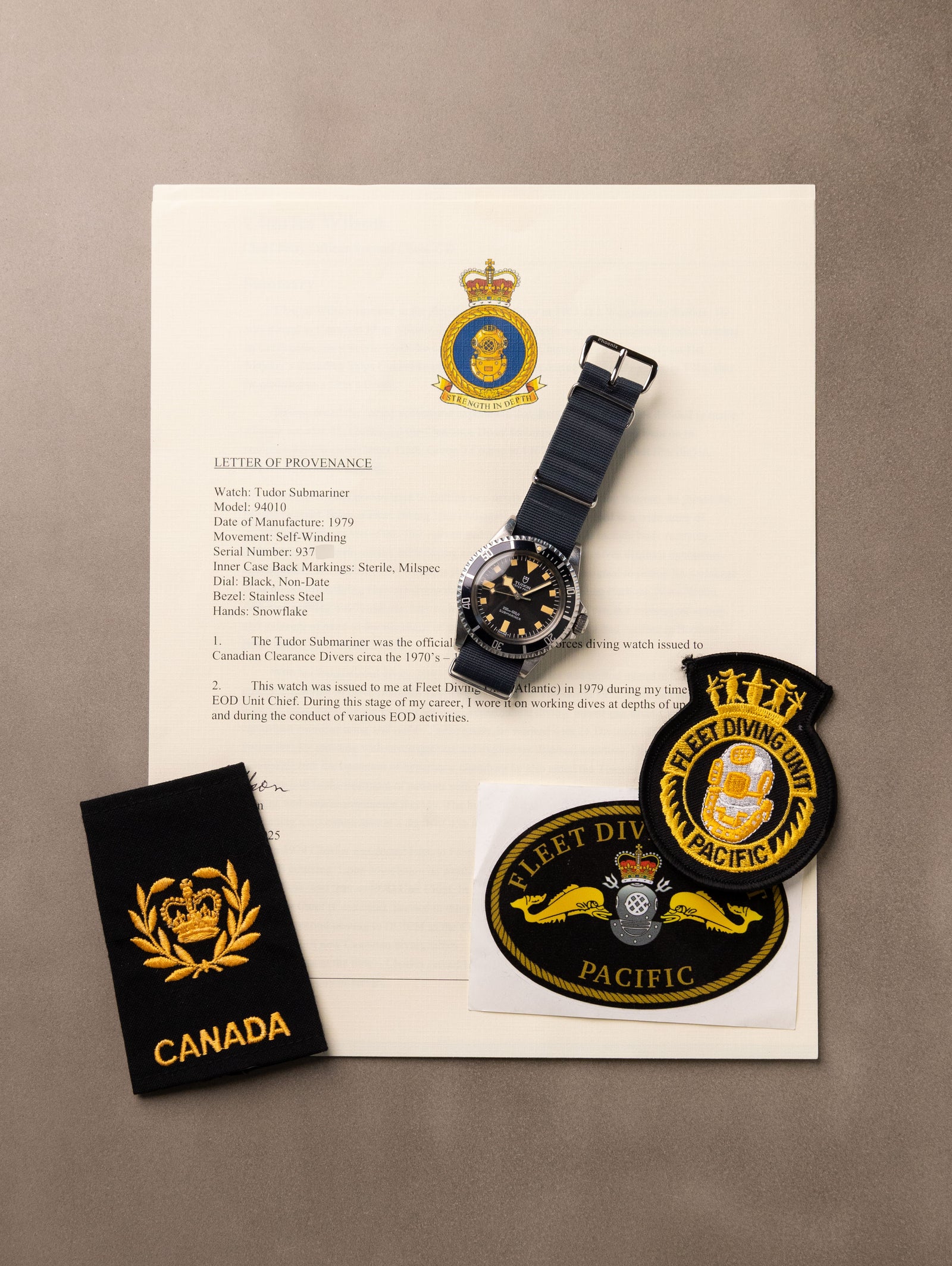 Tudor Submariner Ref. 94010 'Snowflake' - 'RCN' Military Issued Unpolished w/ Letter of Provenance