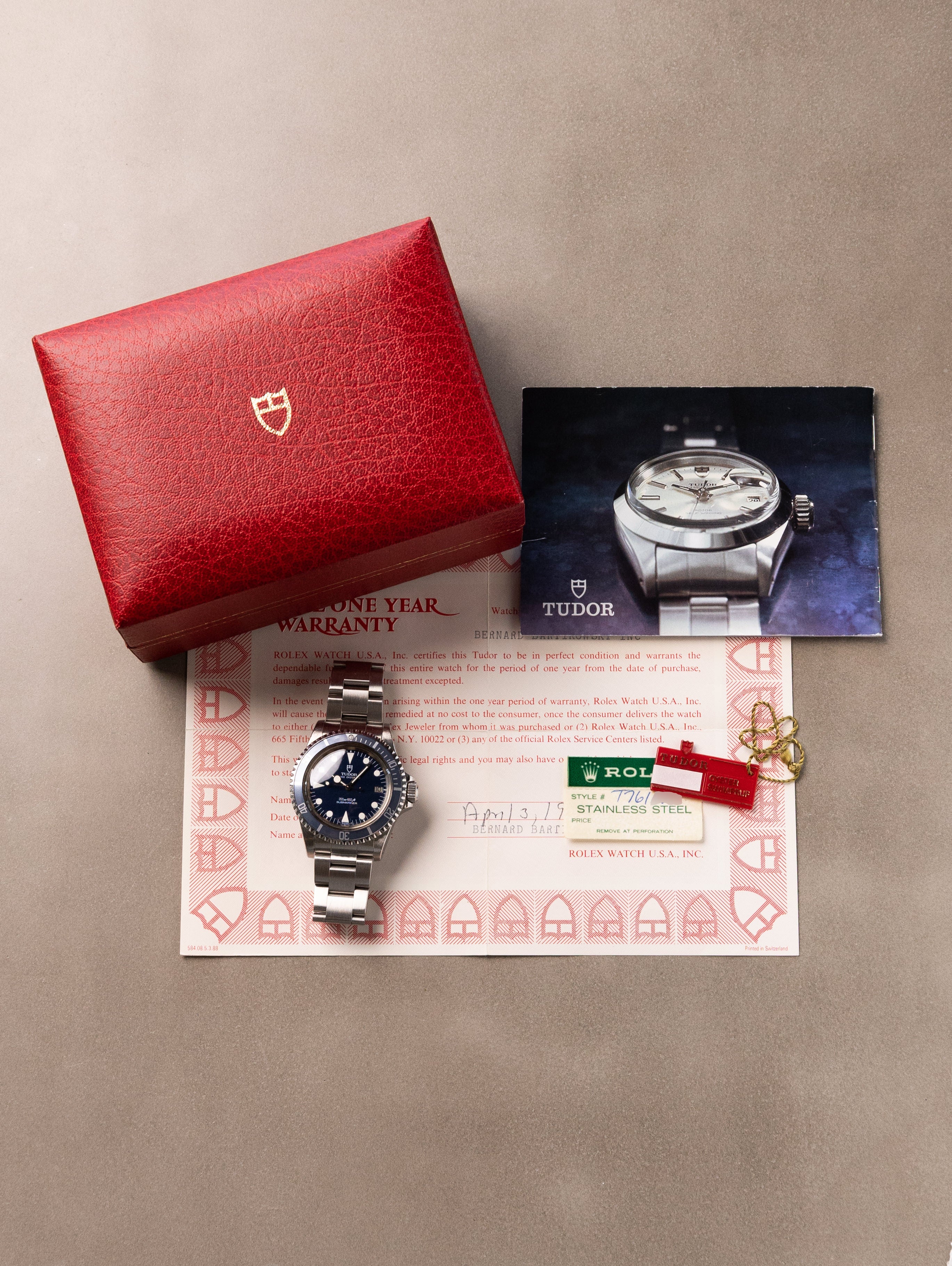 Tudor Submariner Date Ref. 76100 'Lollipop' - Blue Dial Unpolished W/ Box & Papers