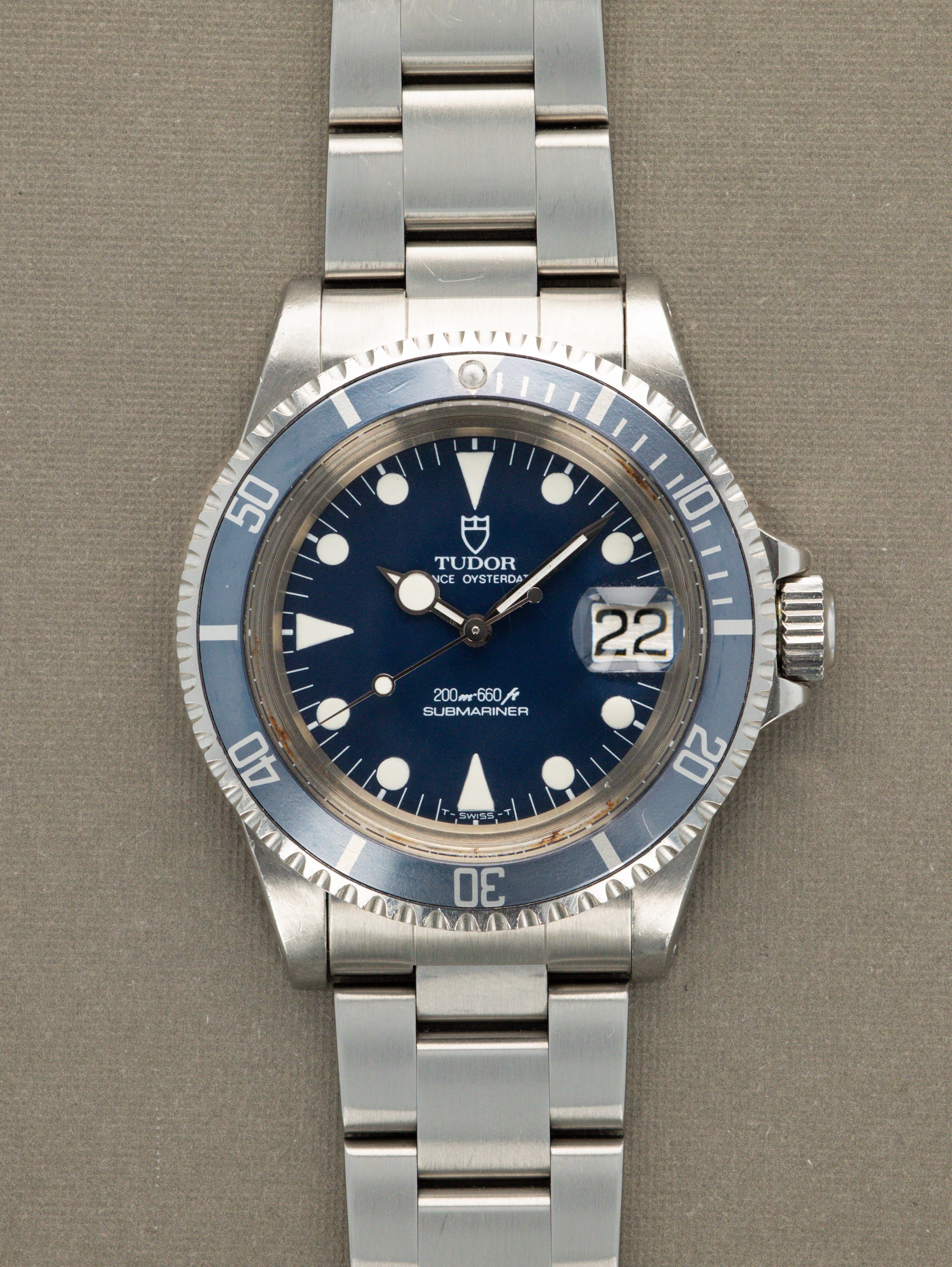 Tudor Submariner Date Ref. 76100 'Lollipop' - Blue Dial Unpolished W/ Box & Papers