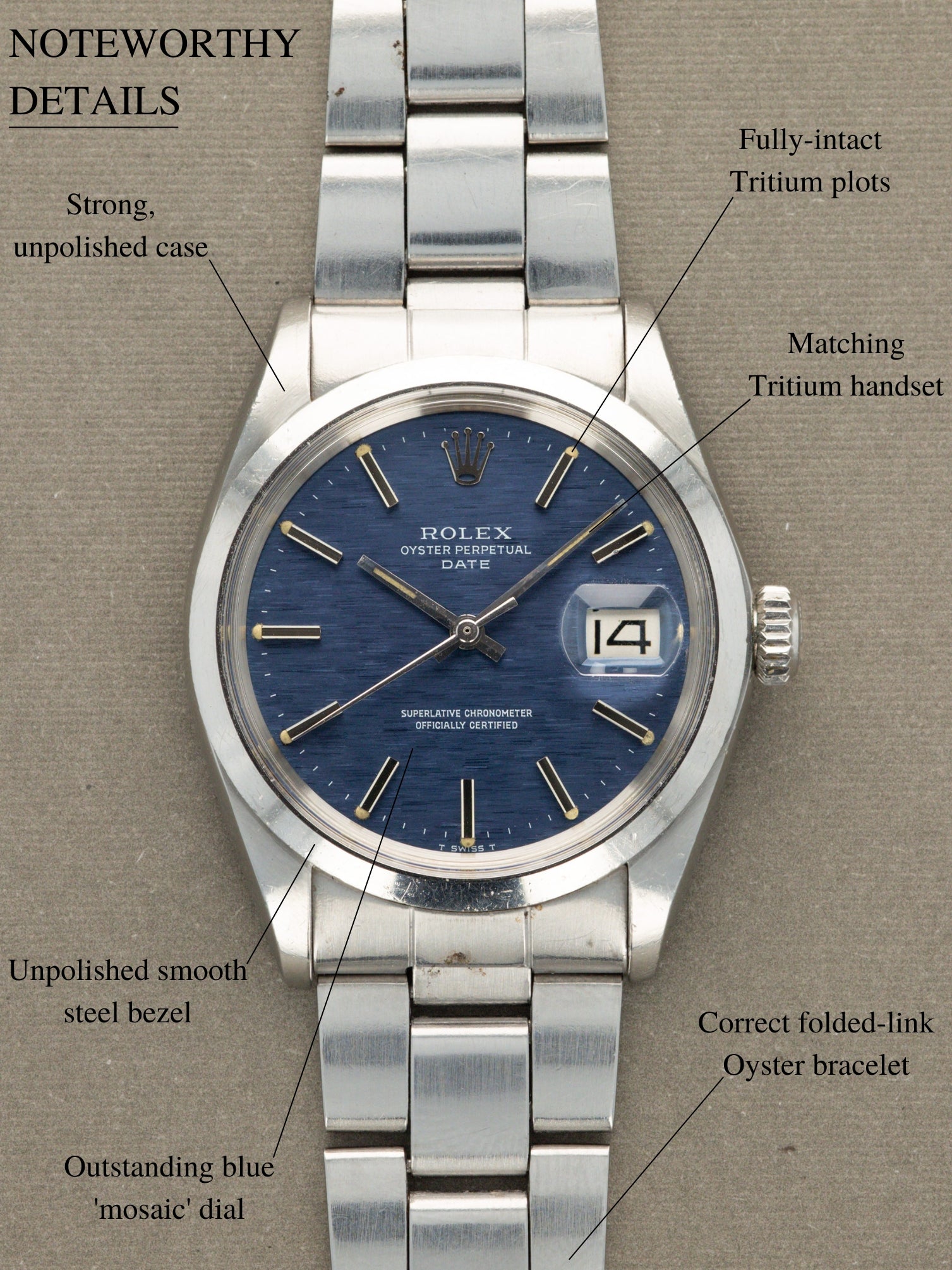 Rolex Oyster Perpetual Date Ref. 1500 - Blue 'Mosaic' Dial