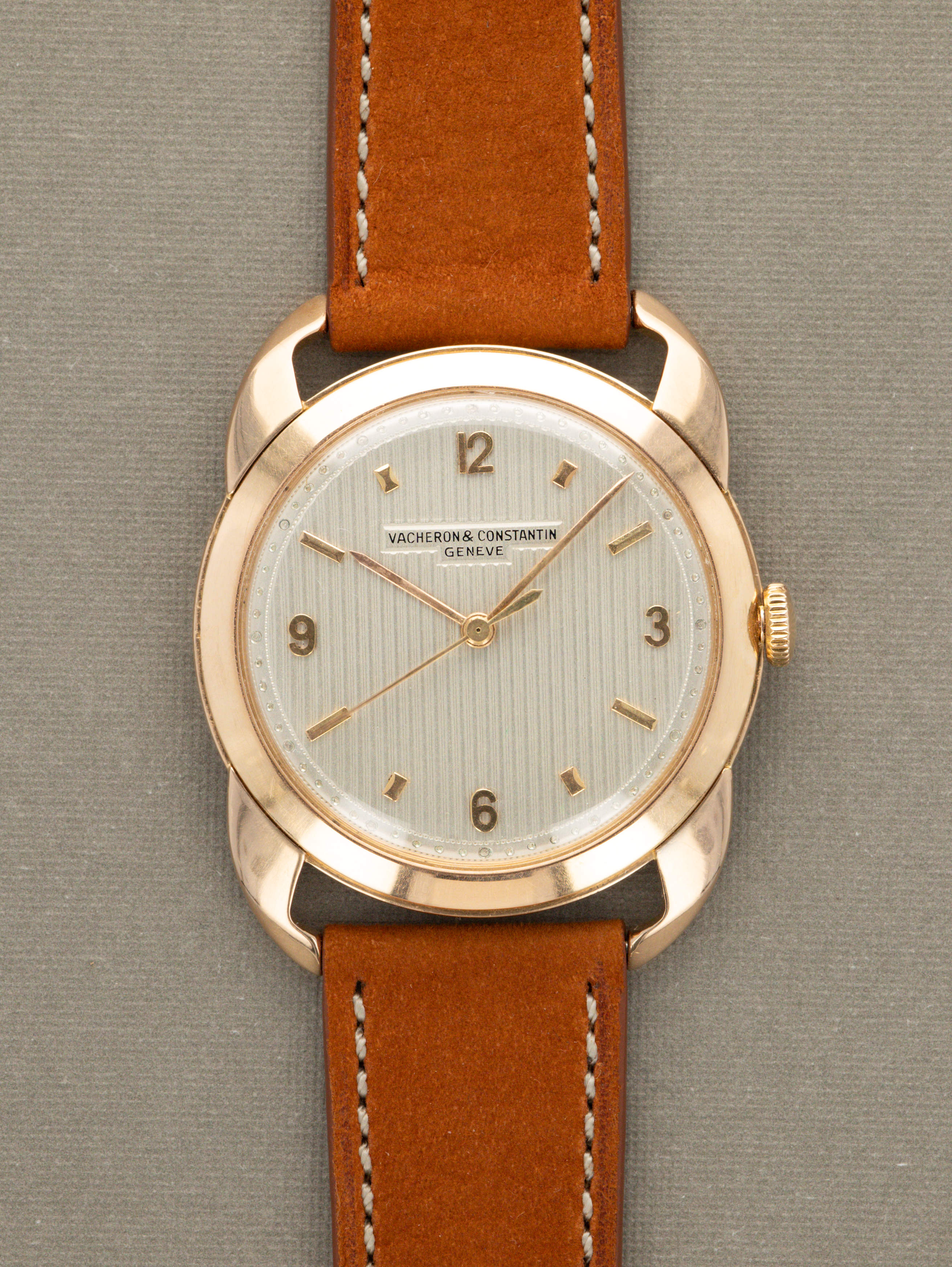 Vacheron Constantin 'Fancy' Lug Dress Watch - Rose Gold w/ Silver 'Tapestry' Dial
