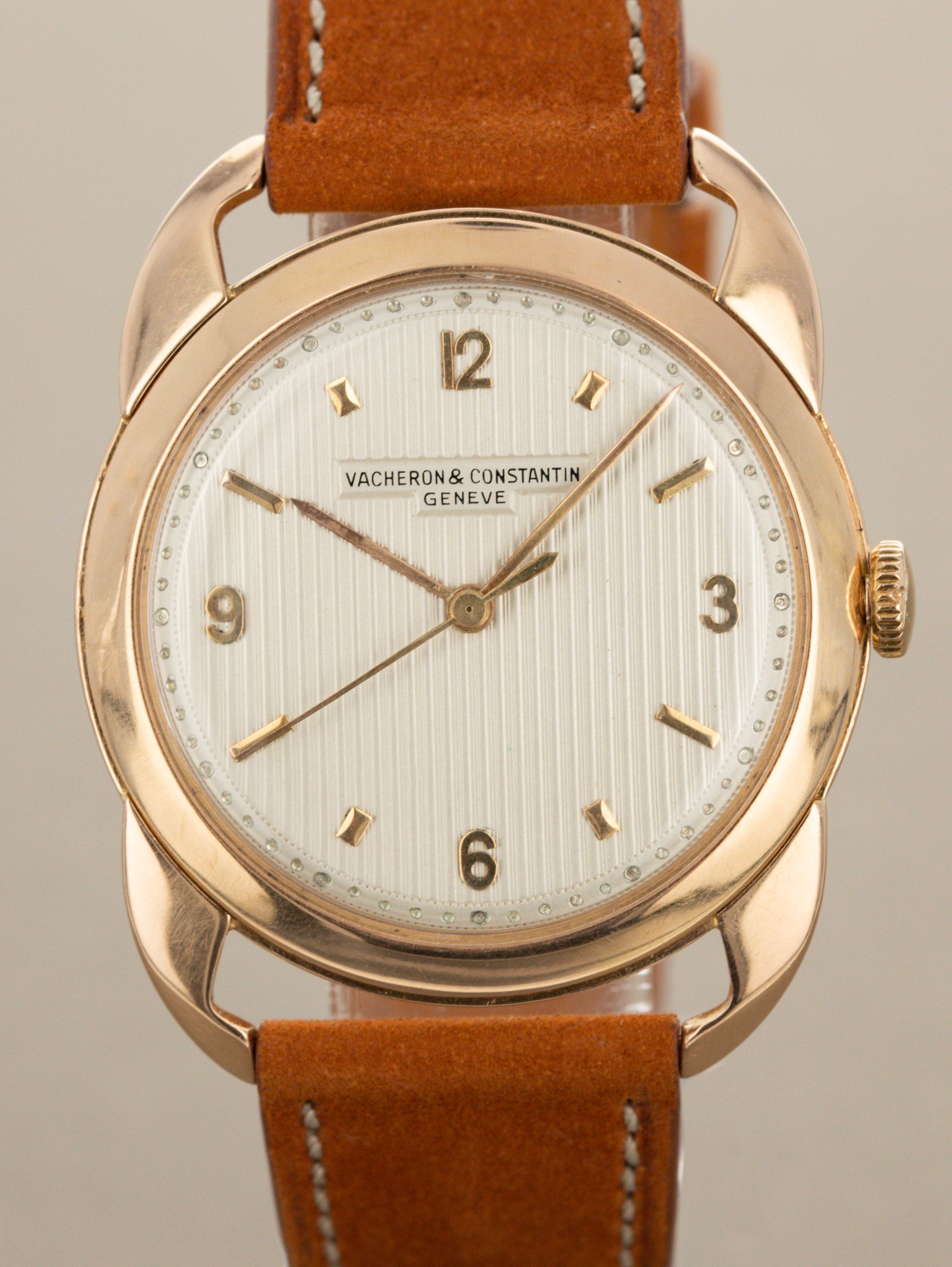 Vacheron Constantin 'Fancy' Lug Dress Watch - Rose Gold w/ Silver 'Tapestry' Dial