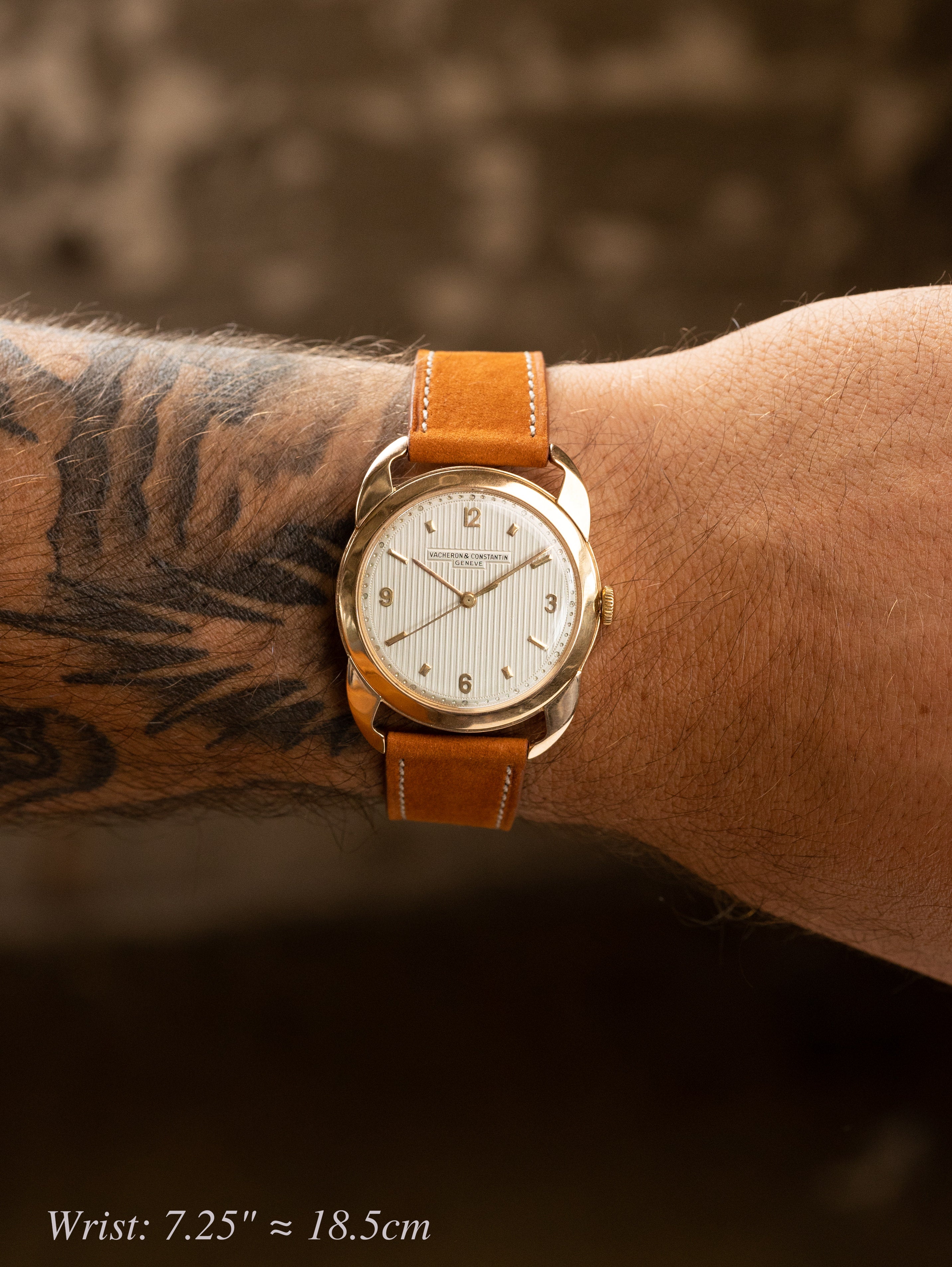 Vacheron Constantin 'Fancy' Lug Dress Watch - Rose Gold w/ Silver 'Tapestry' Dial