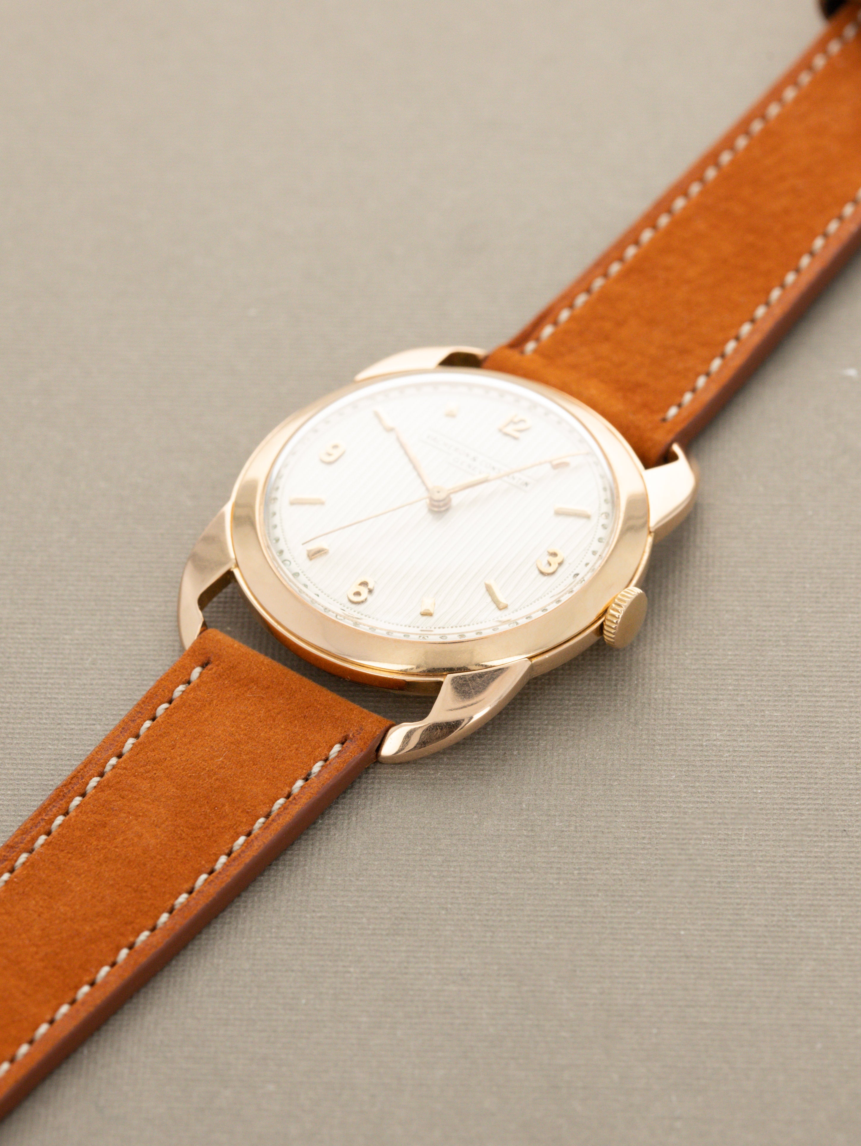 Vacheron Constantin 'Fancy' Lug Dress Watch - Rose Gold w/ Silver 'Tapestry' Dial