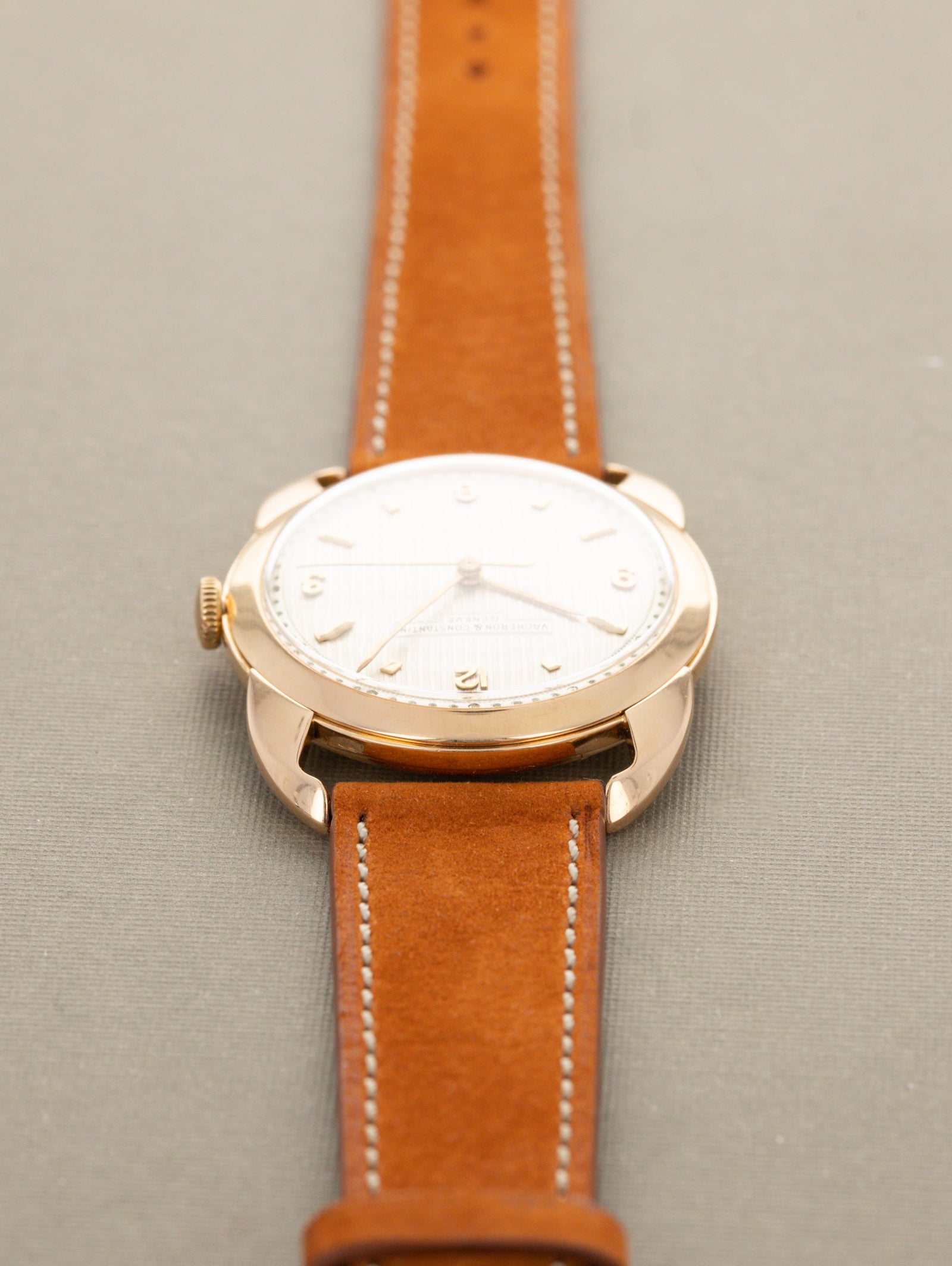 Vacheron Constantin 'Fancy' Lug Dress Watch - Rose Gold w/ Silver 'Tapestry' Dial