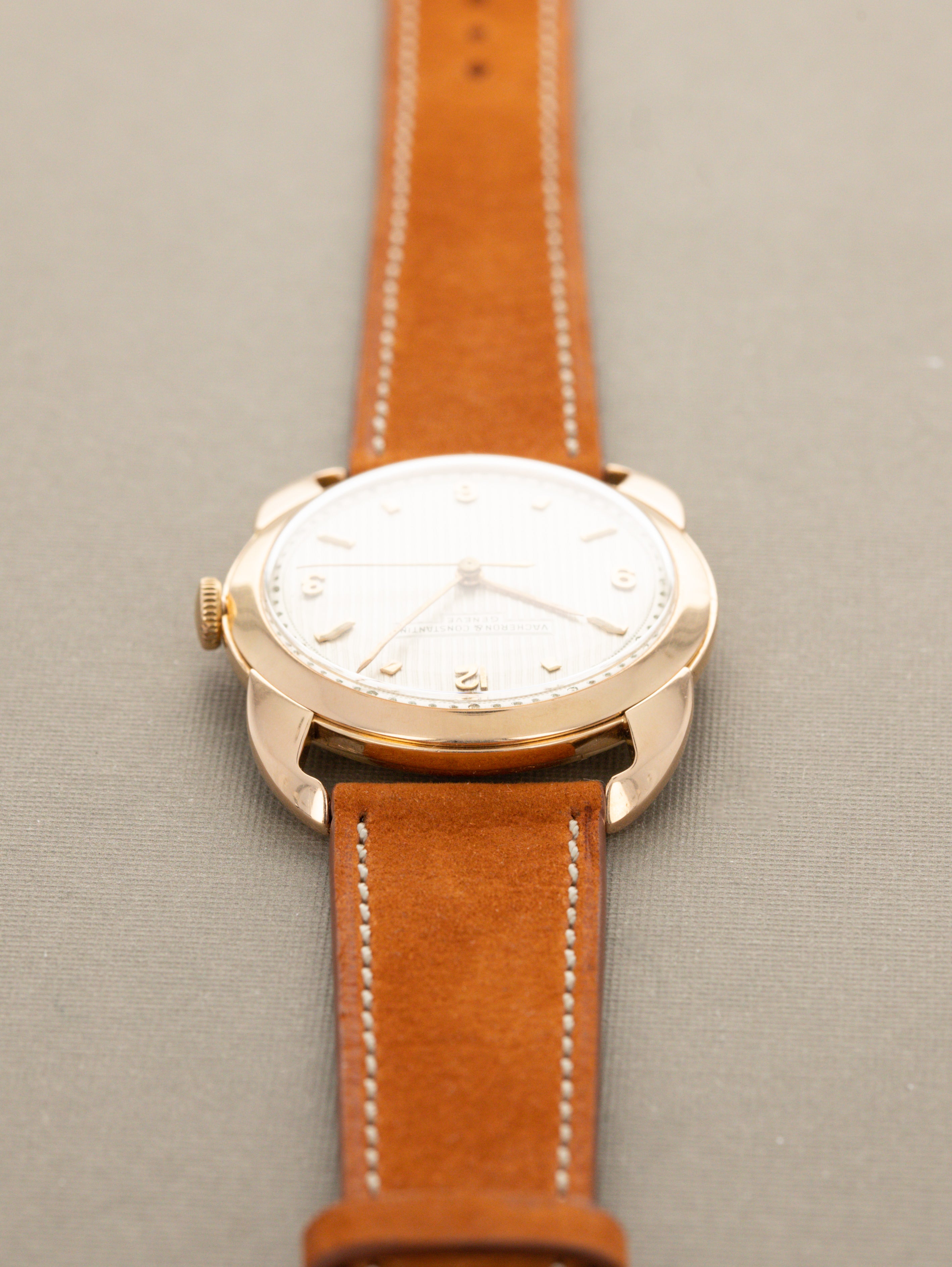 Vacheron Constantin 'Fancy' Lug Dress Watch - Rose Gold w/ Silver 'Tapestry' Dial