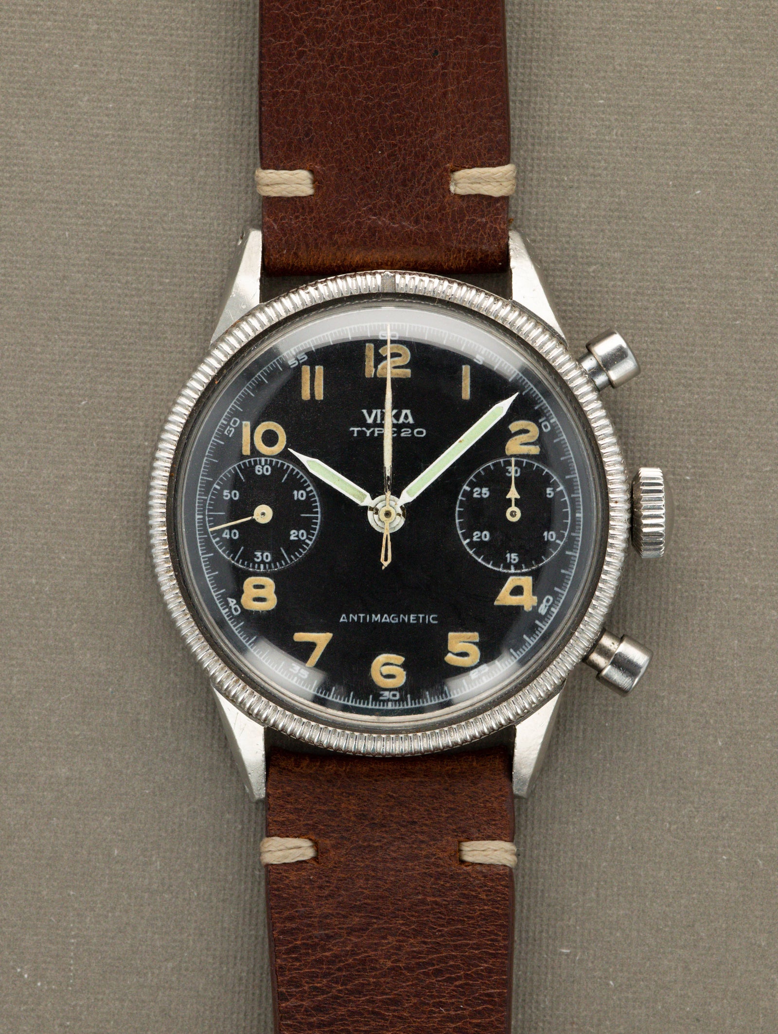 Vixa Type XX Flyback Chronograph - Matte Black Dial Unpolished