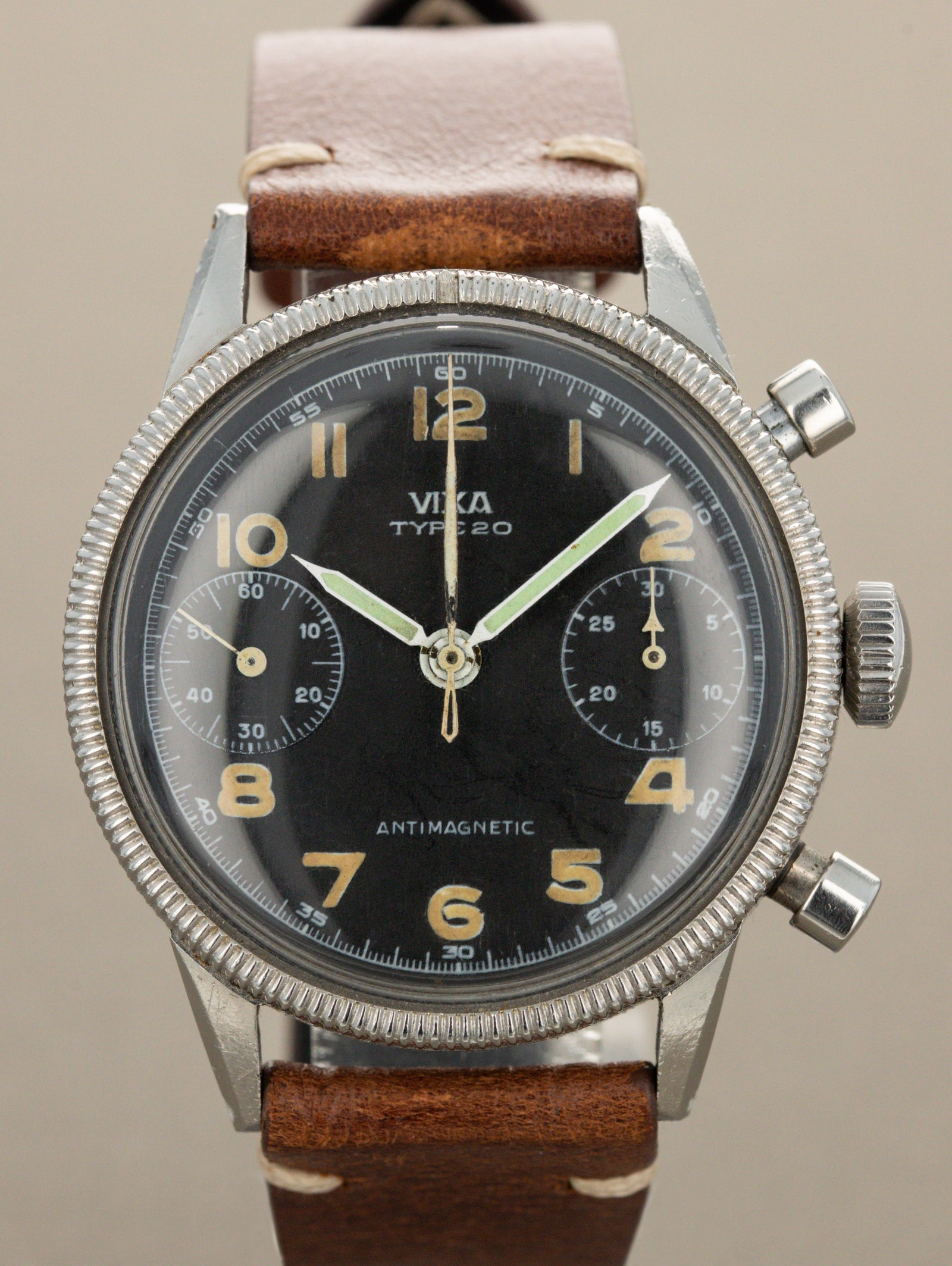 Vixa Type XX Flyback Chronograph - Matte Black Dial Unpolished