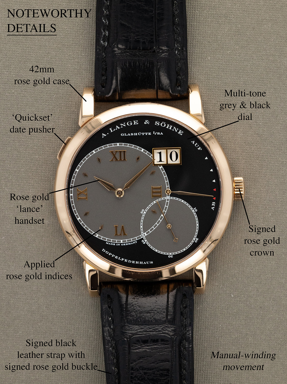 A. Lange & Söhne Grande Lange 1 Ref. 115.021 - Multi-Tone Grey & Black Dial