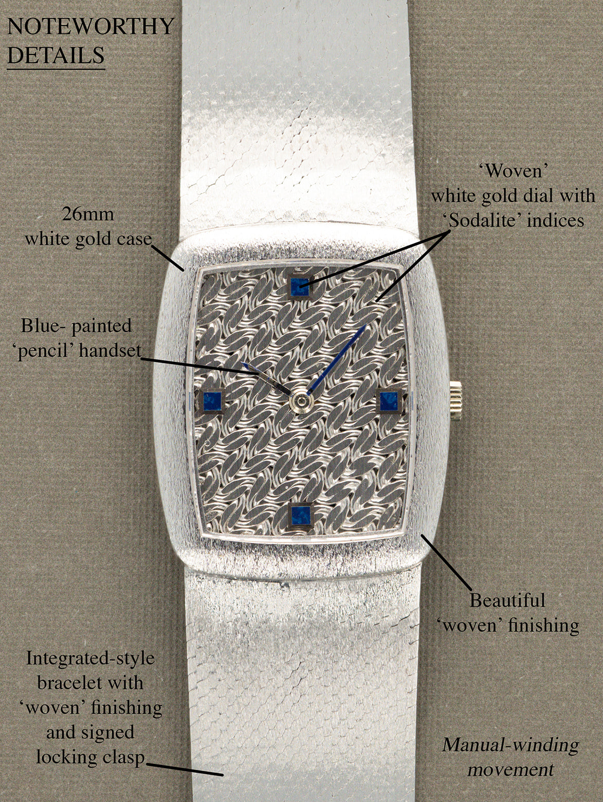 Audemars Piguet White Gold Dress Watch - White Gold 'Woven' Dial w/ 'Sodalite' Indices