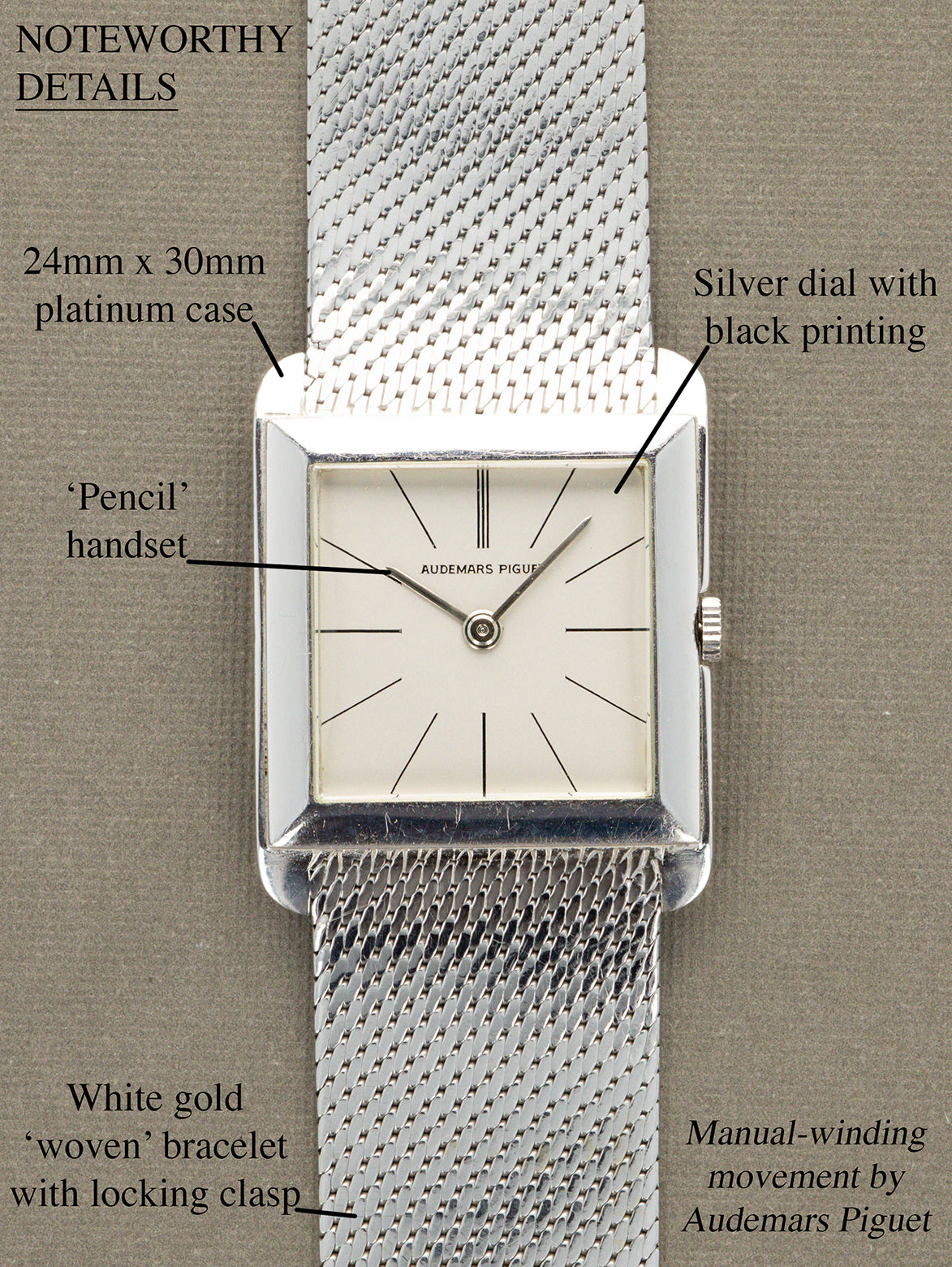 Audemars Piguet Platinum 'Tank' - Circa 1950s