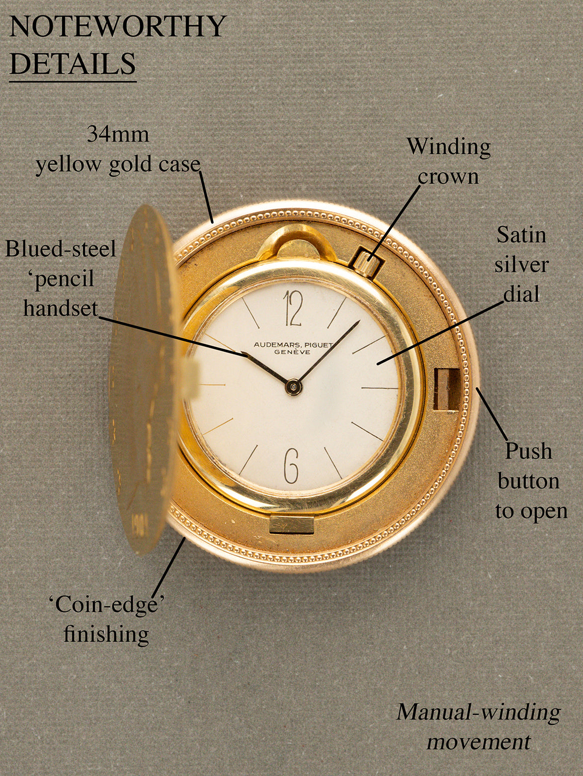 Audemars Piguet Yellow Gold 'Coin' Watch - Satin Silver Dial