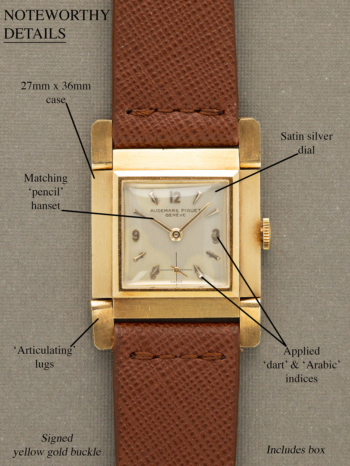 Audemars Piguet 'Hinged-Lug' Dress Watch - Satin Silver Dial W/ Box
