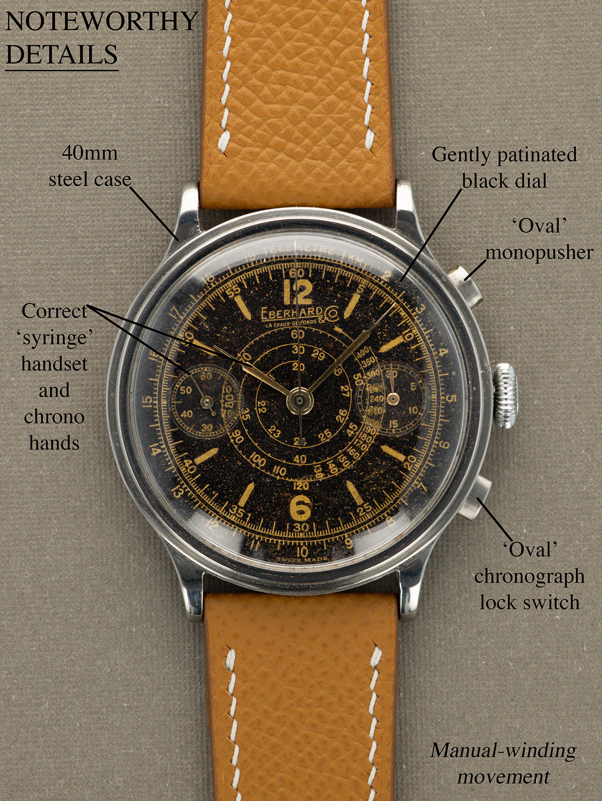 Eberhard and Co. Pre Extra-Fort - Black Patina 'Snail' Dial