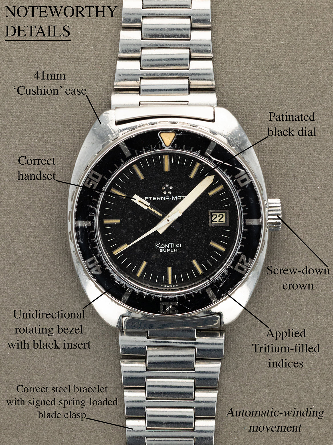 Eterna Super KonTiki Ref. 1000 8943 - Patina Dial 'IDF'-Issued