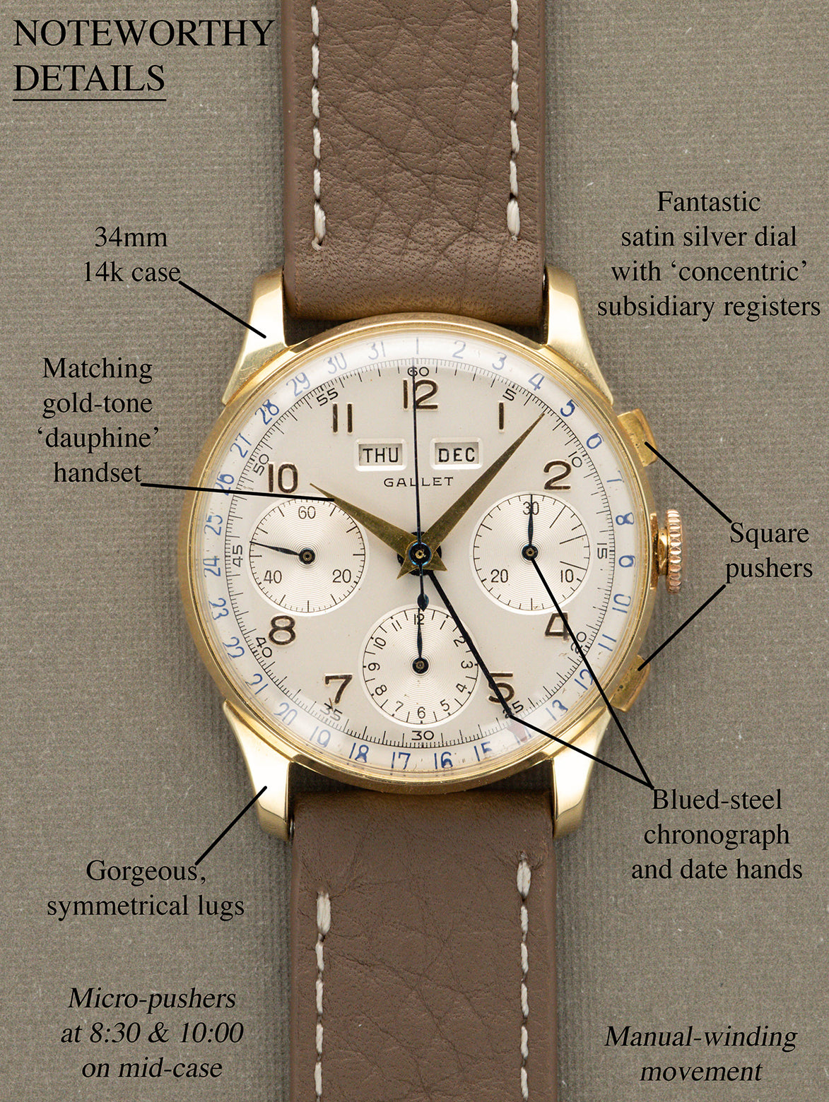 Gallet MultiChron Triple Calendar Chronograph - Silver Dial