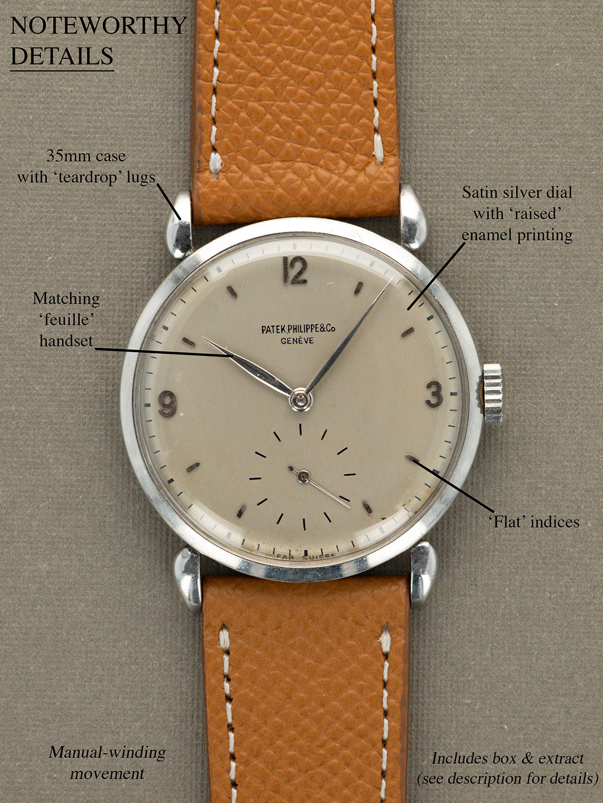 Patek Philippe Calatrava Ref. 1503 - Satin Silver 'Fab Suisse' Dial W/ Box & Extract