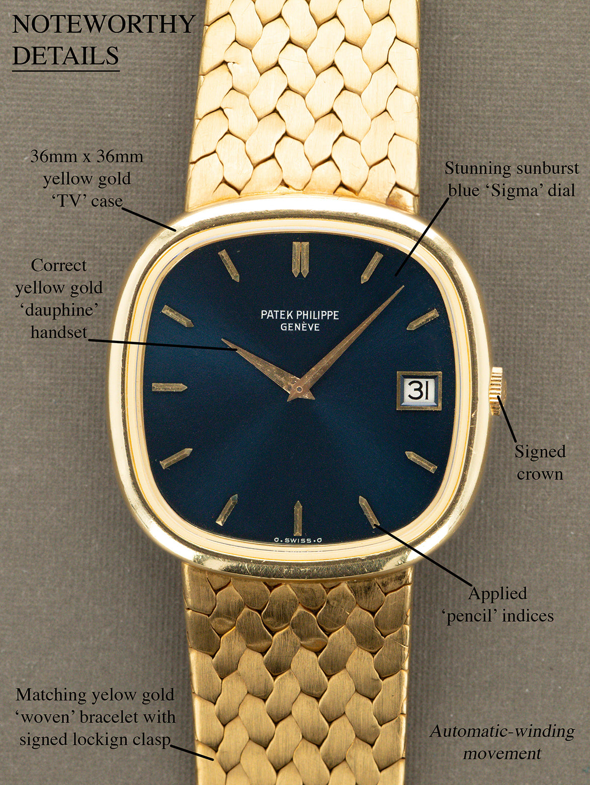 Patek Philippe Ellipse 'TV' Ref. 3604-1J - Sunburst Blue 'Sigma' Dial