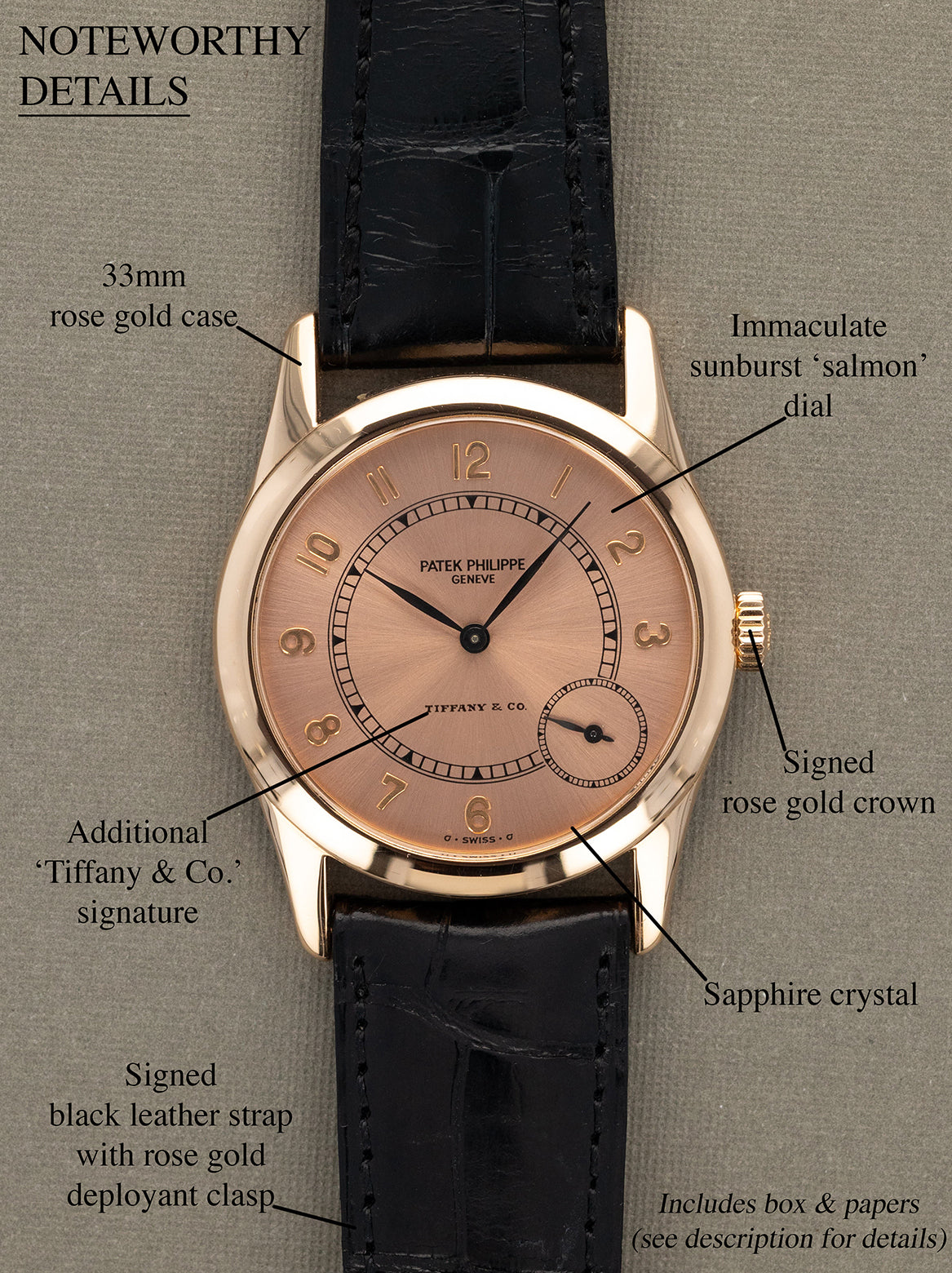 Patek Philippe Calatrava Ref. 5000R - Sunburst Pink 'Tiffany & Co.' Dial Box & Papers