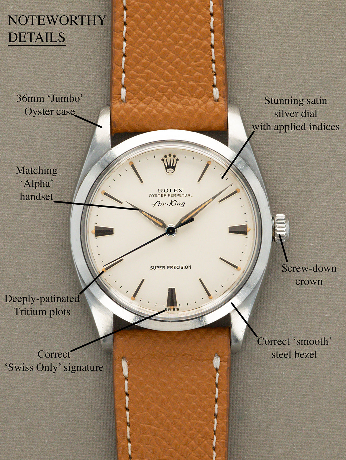 Rolex Air-King Ref. 5504 - 'Super Precision' Satin Silver Dial Unpolished