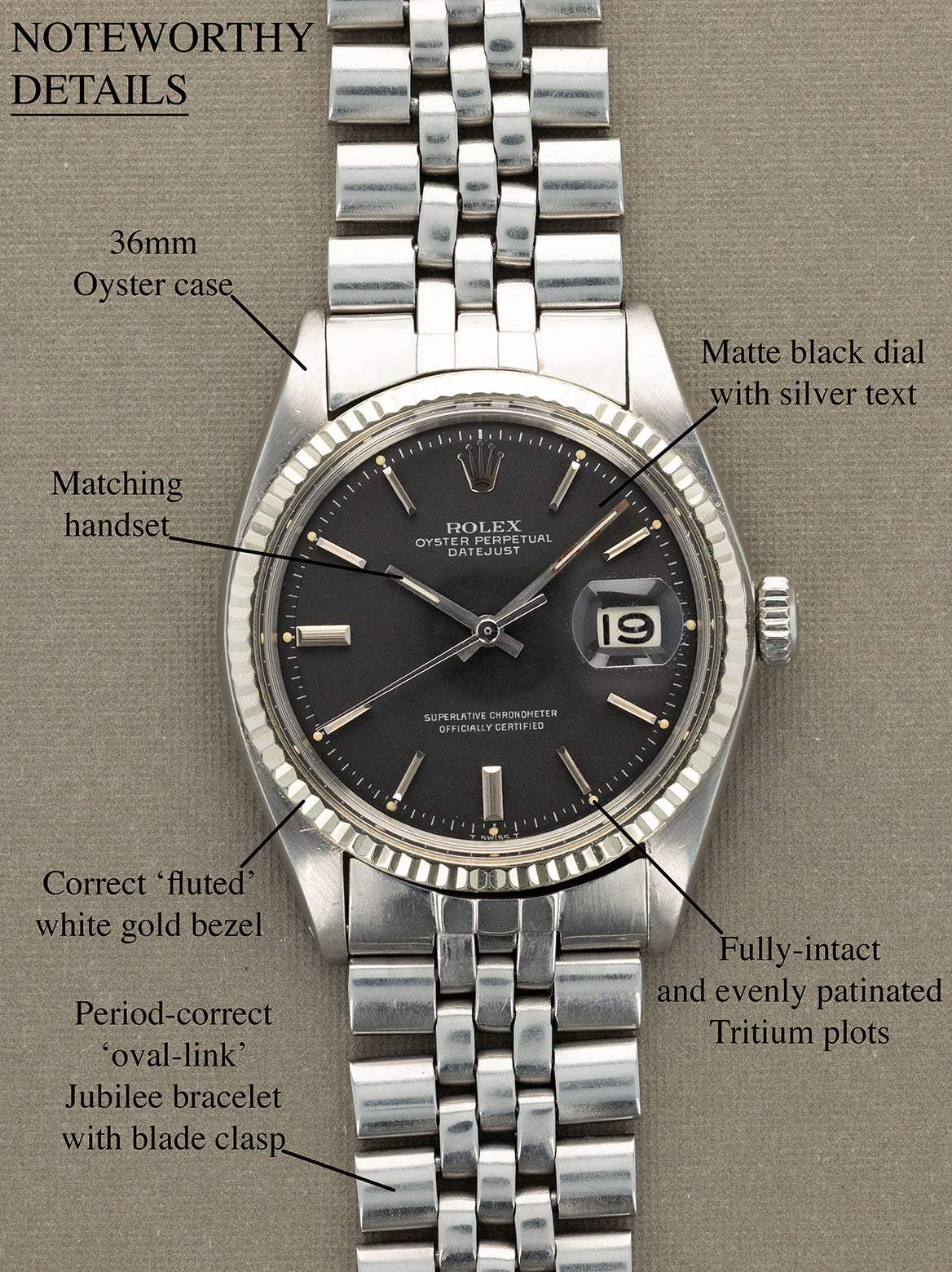 Rolex Datejust Ref. 1601 - Matte Black Dial