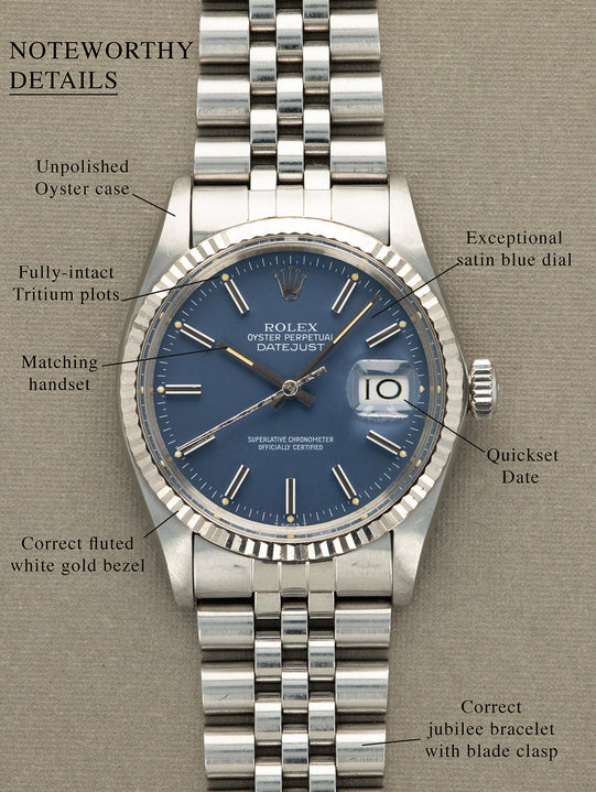 Rolex Datejust Ref. 16014 - Blue 'Satin' Dial Unpolished