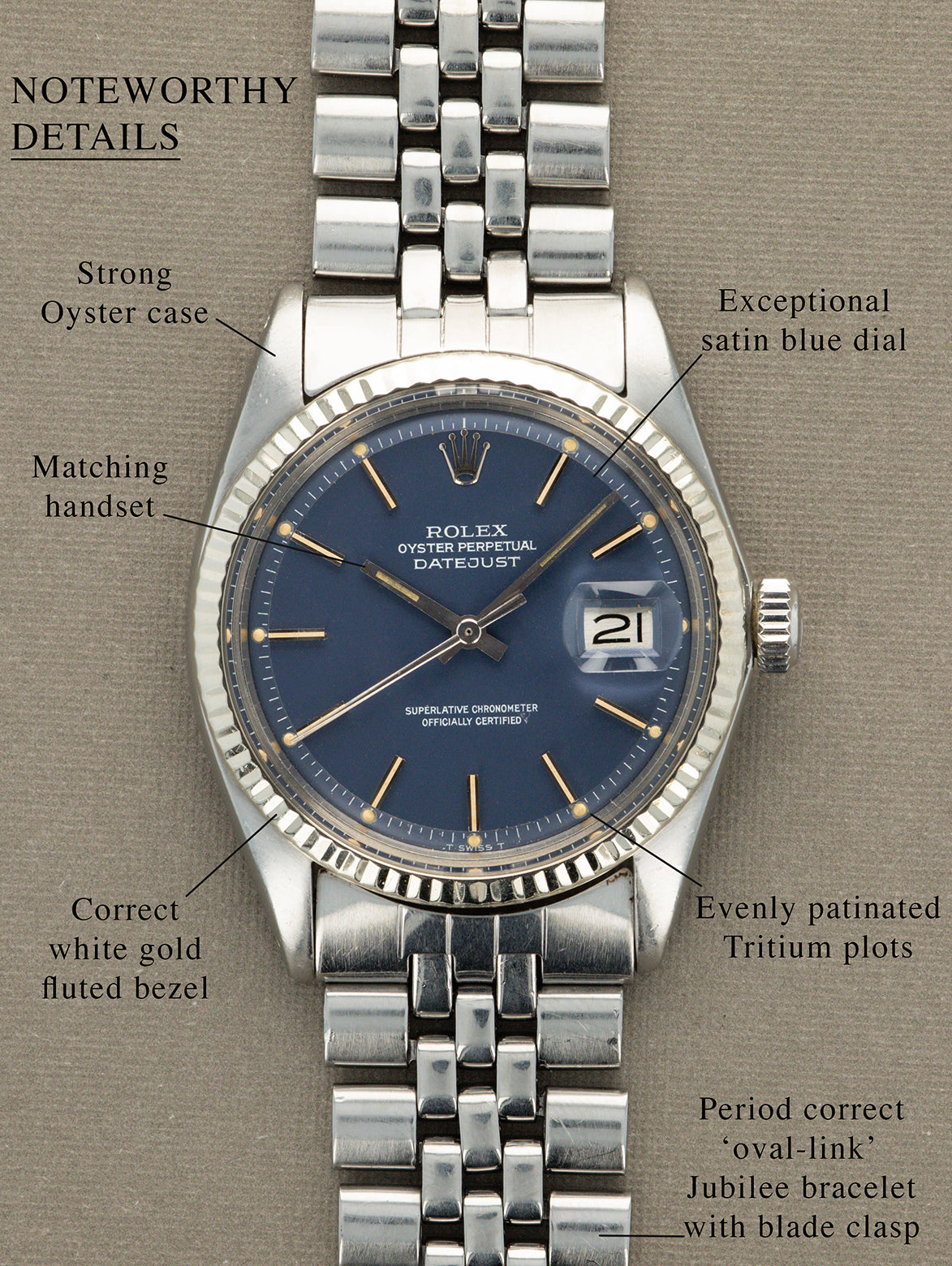 Rolex Datejust Ref. 1601 - Blue 'Satin' Dial